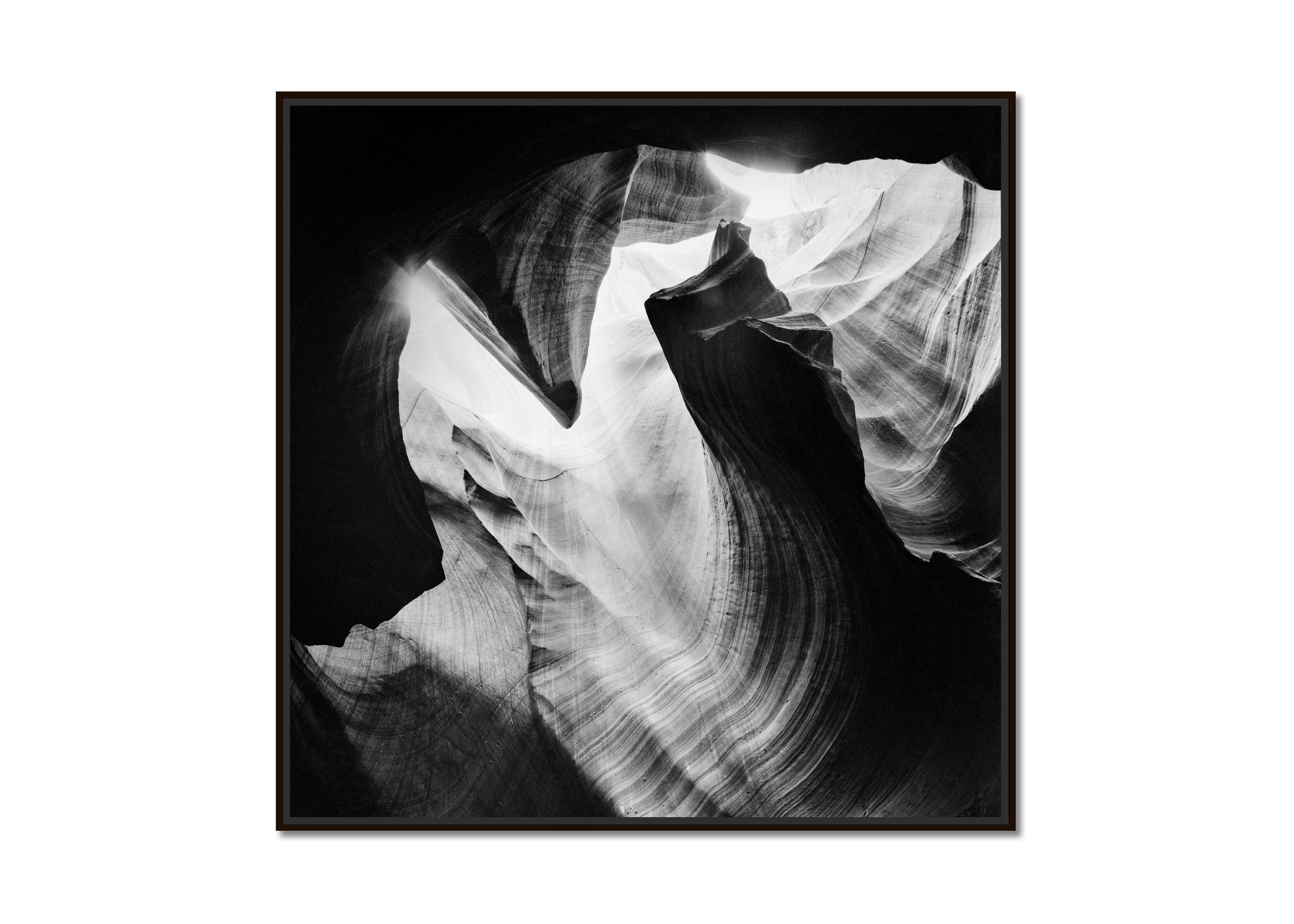 Antelope Canyon rock formation USA black white abstract photography landscape - Photograph by Gerald Berghammer