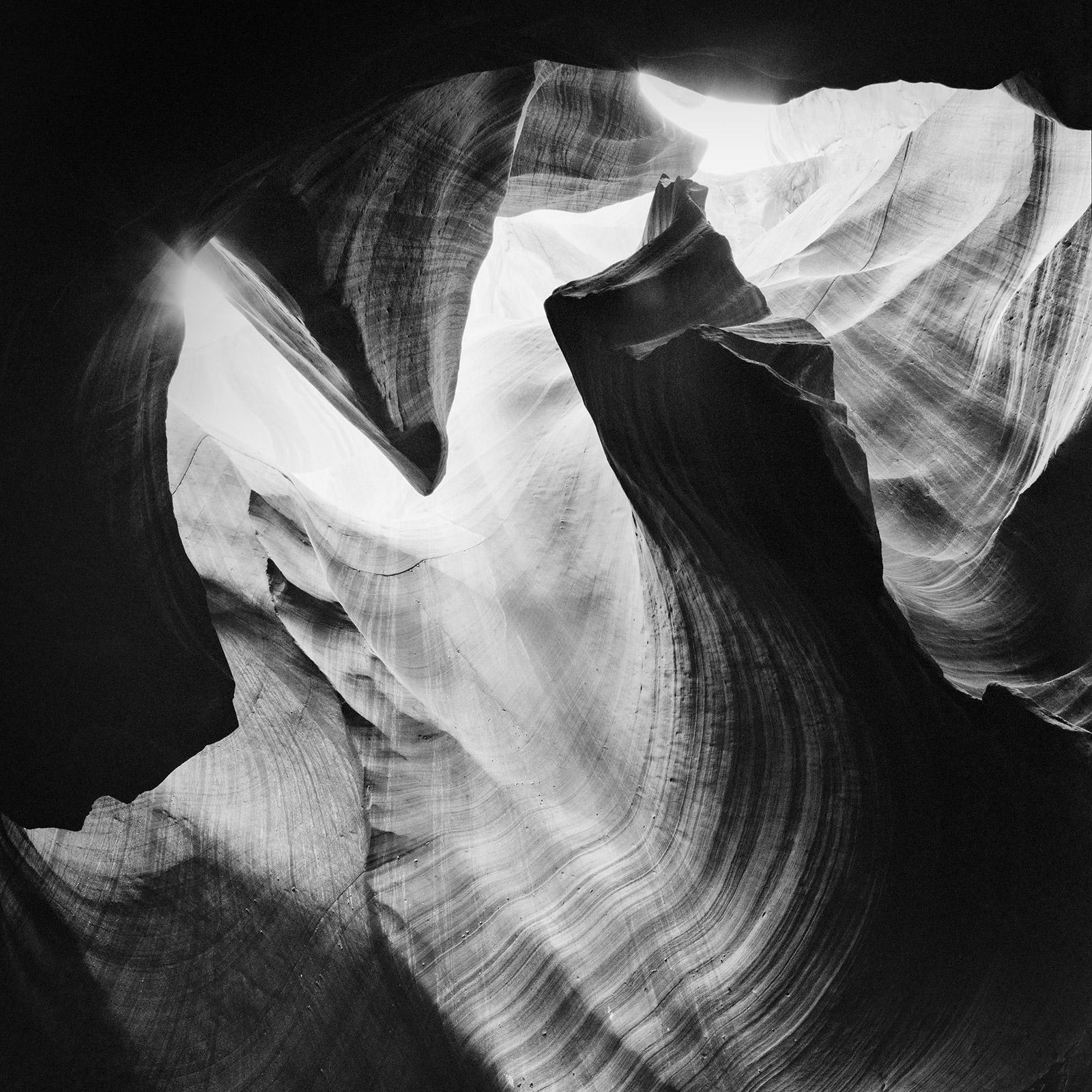 Gerald Berghammer Black and White Photograph - Antelope Canyon rock formation USA black white abstract photography landscape