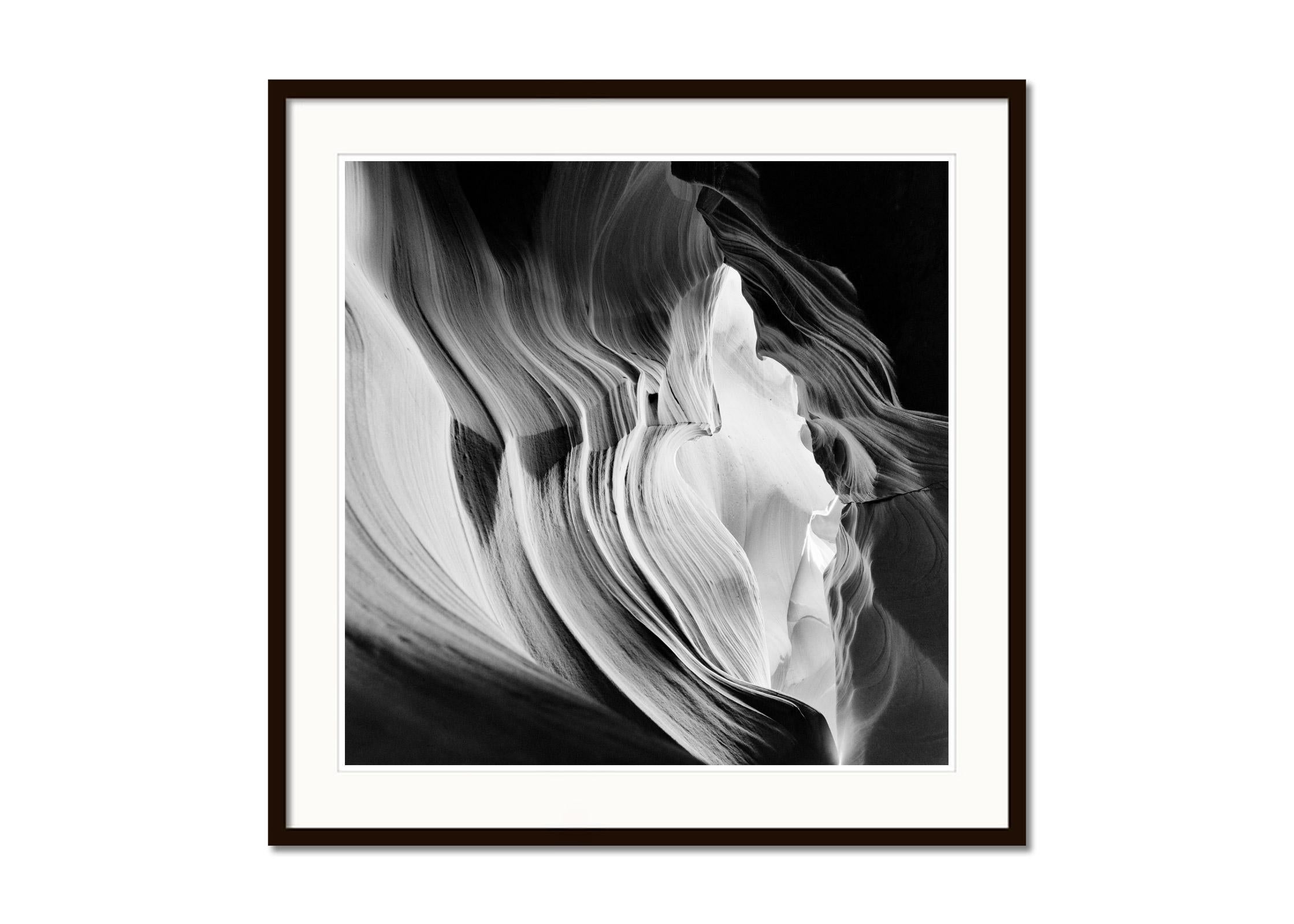 Antelope Canyon, Arizona, USA, minimalist black and white photography, landscape - Black Landscape Print by Gerald Berghammer