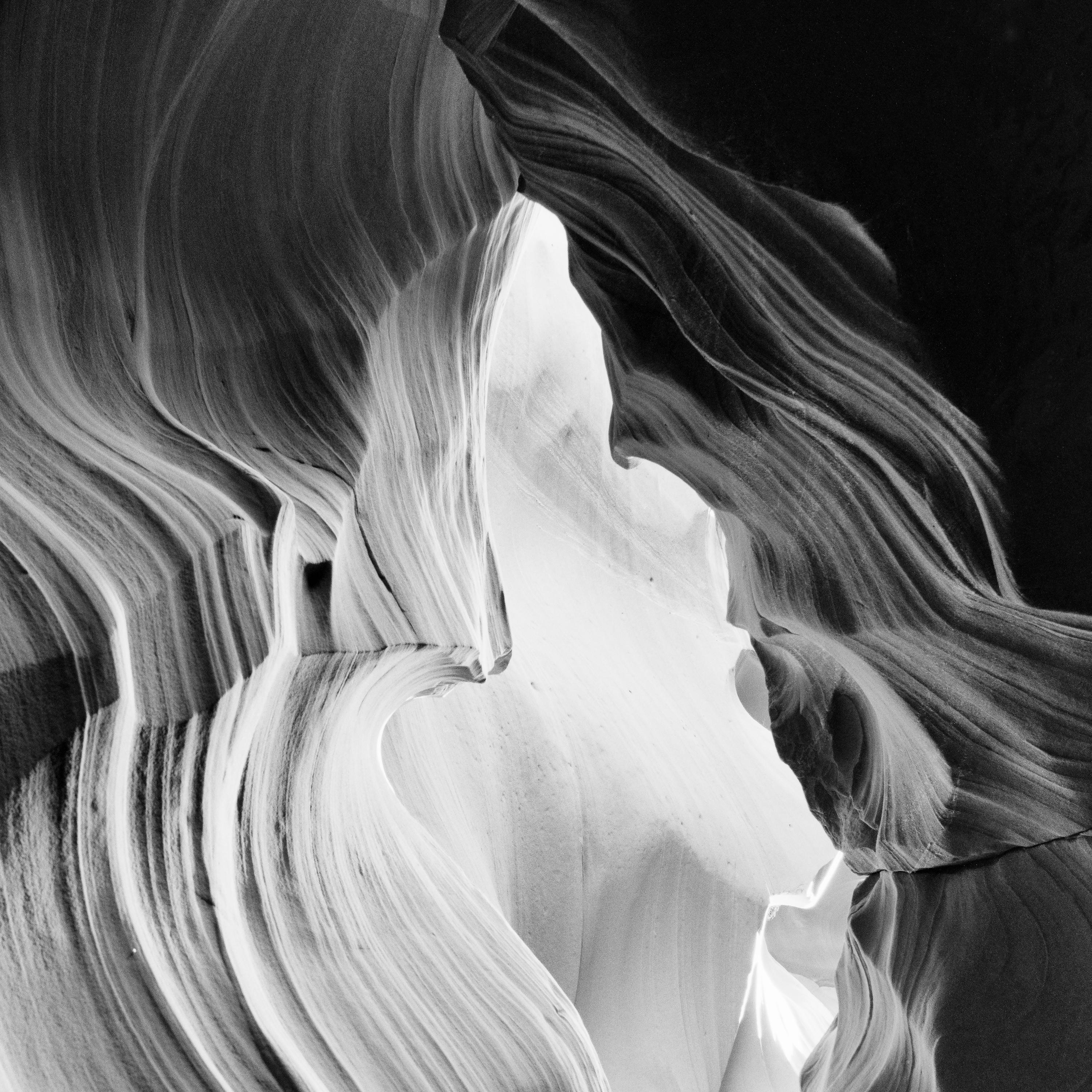 Antelope Canyon, Arizona, USA, minimalist black and white photography, landscape For Sale 3