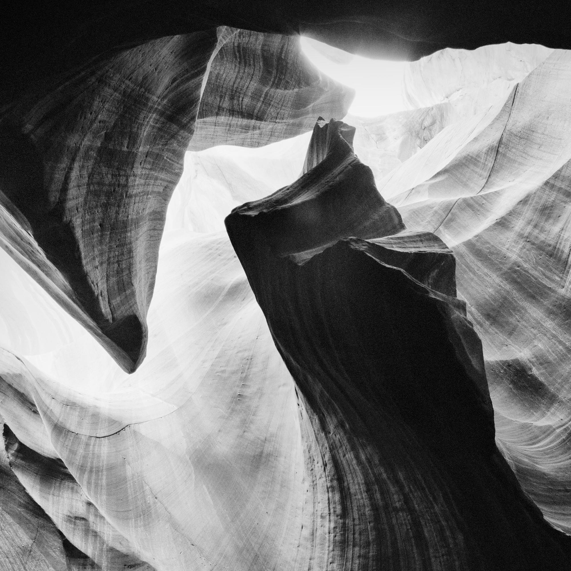 Antelope Canyon rock formation USA black white abstract photography landscape For Sale 3