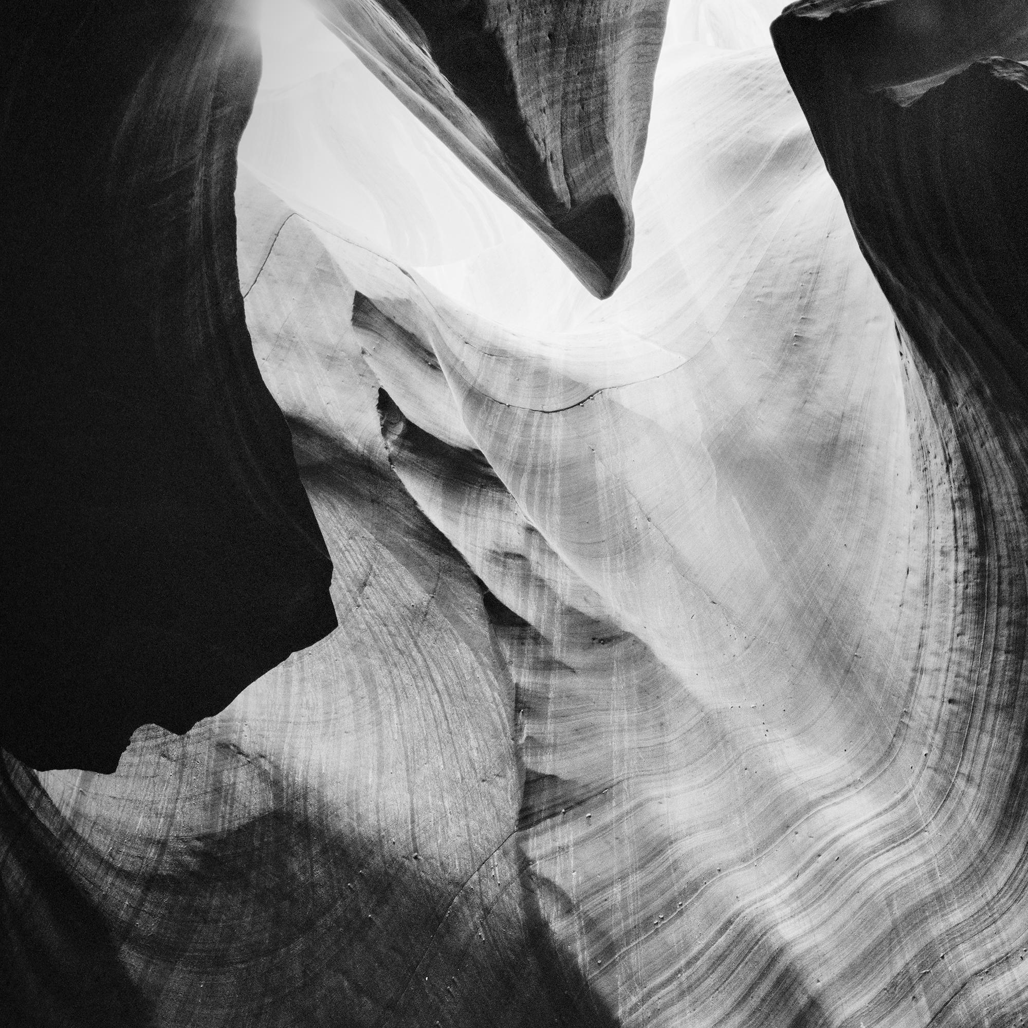 Antelope Canyon rock formation USA black white abstract photography landscape For Sale 4