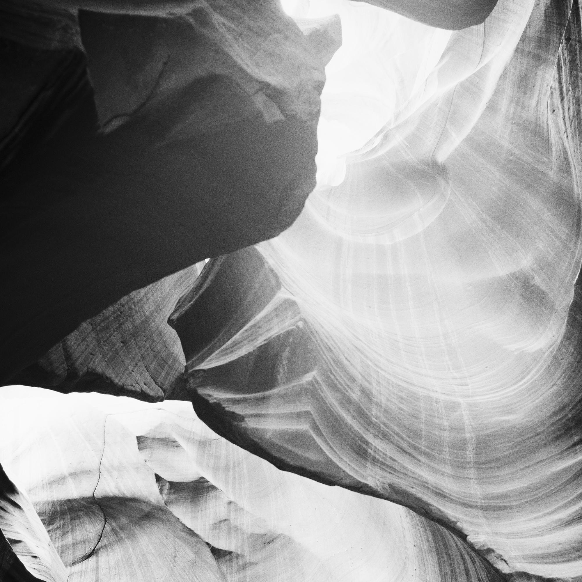 Antelope Canyon, rock formation, black and white fine art landscape photography For Sale 1