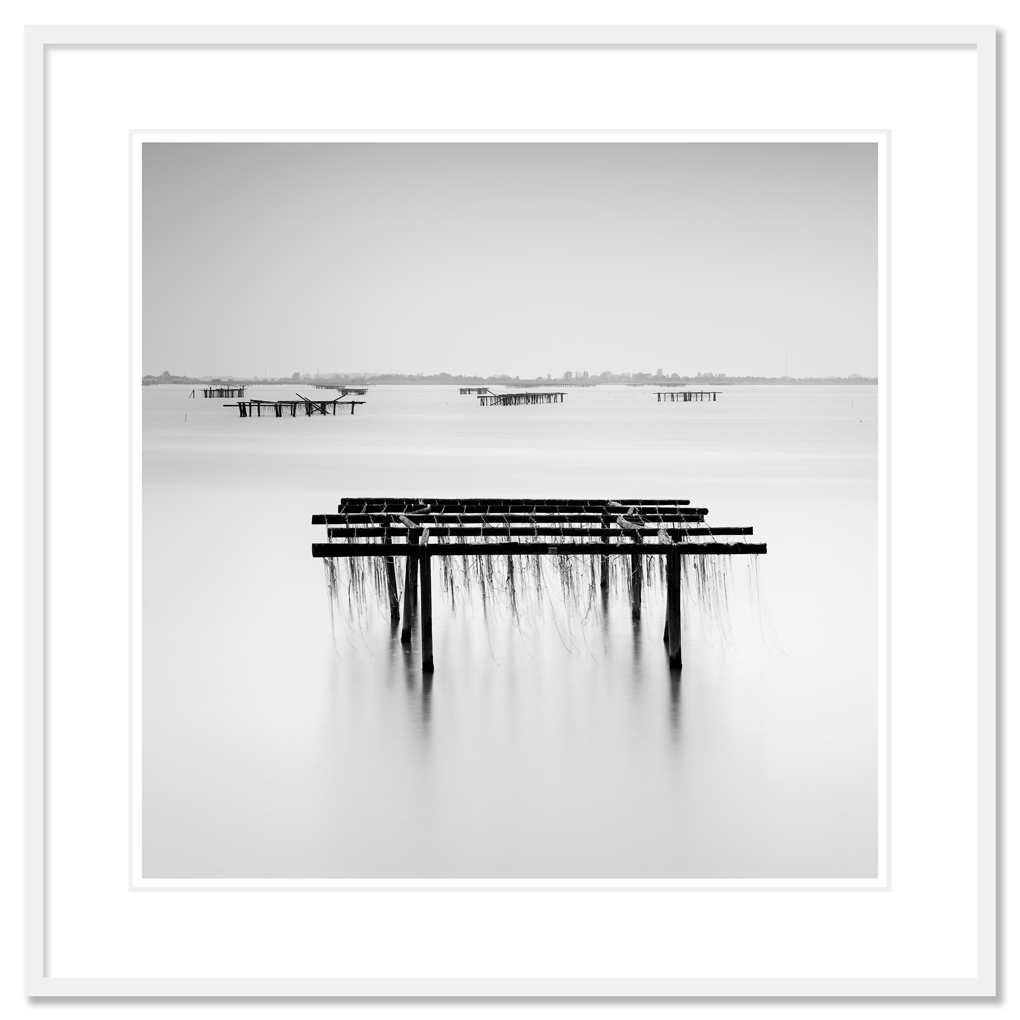 Black and white fine art long exposure waterscape - landscape photography print. Archival pigment ink print, edition of 7. Signed, titled, dated and numbered by artist. Certificate of authenticity included. Printed with 4cm white
