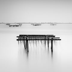 Aquaculture Structures, mono seascape, minimalist photograph, limited edition