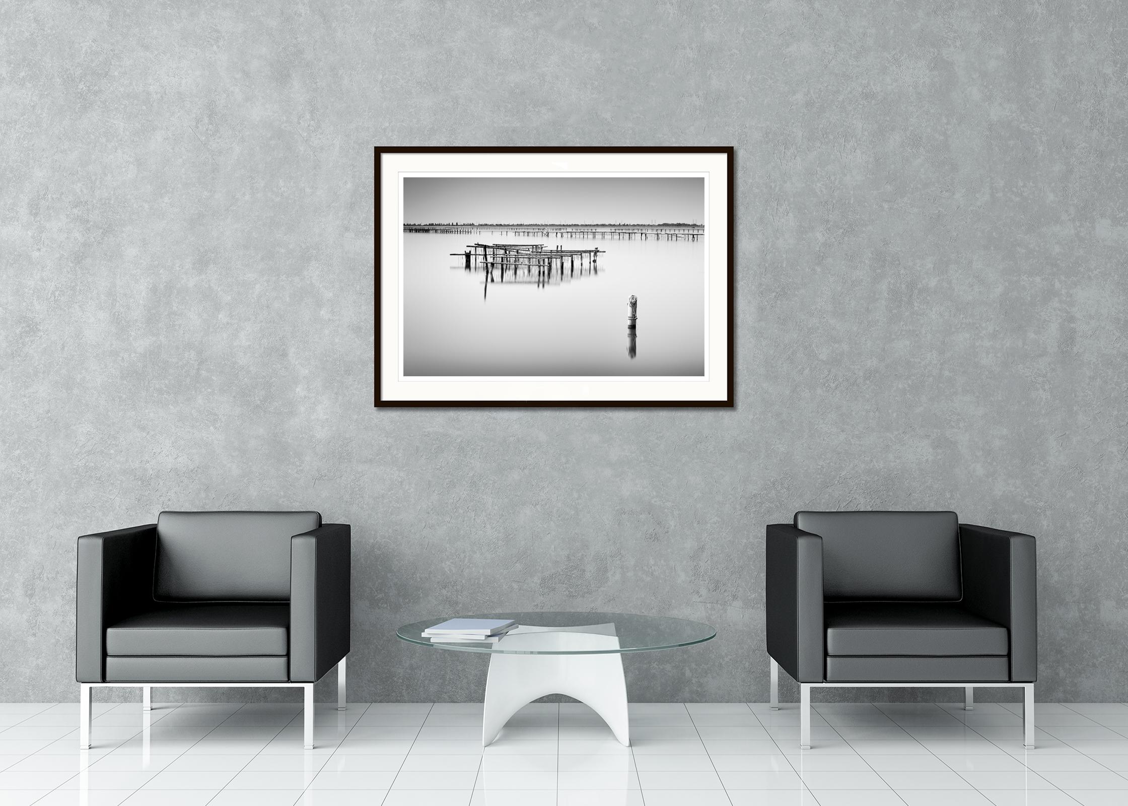 Panorama in bianco e nero a lunga esposizione - stampa fotografica di paesaggio. Stampa a inchiostro pigmentato d'archivio, edizione di 7 esemplari. Firmato, intitolato, datato e numerato dall'artista. Certificato di autenticità incluso. Stampato