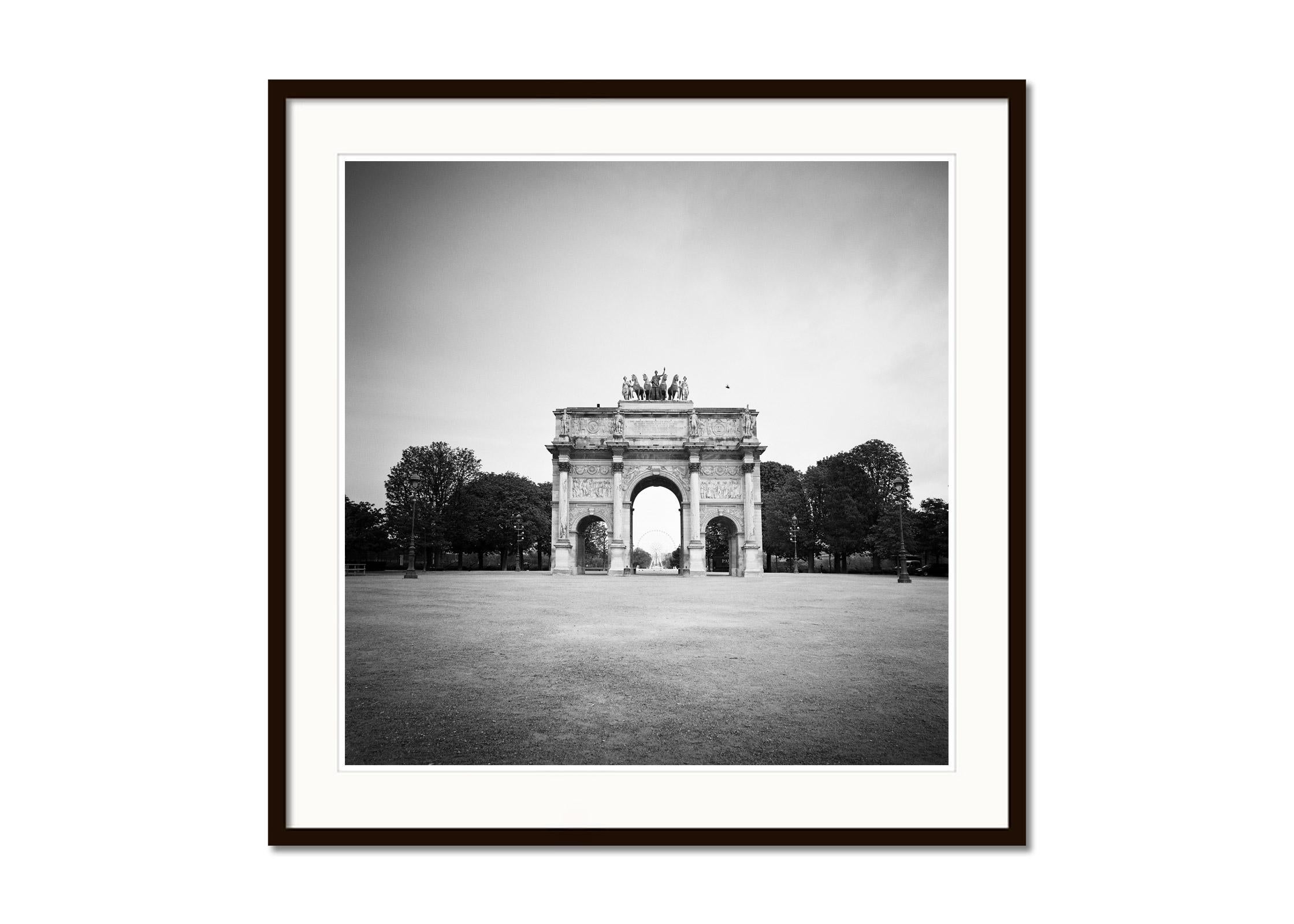 Arc de Triomphe du Carrousel, Paris, black and white art cityscape photography - Gray Landscape Photograph by Gerald Berghammer