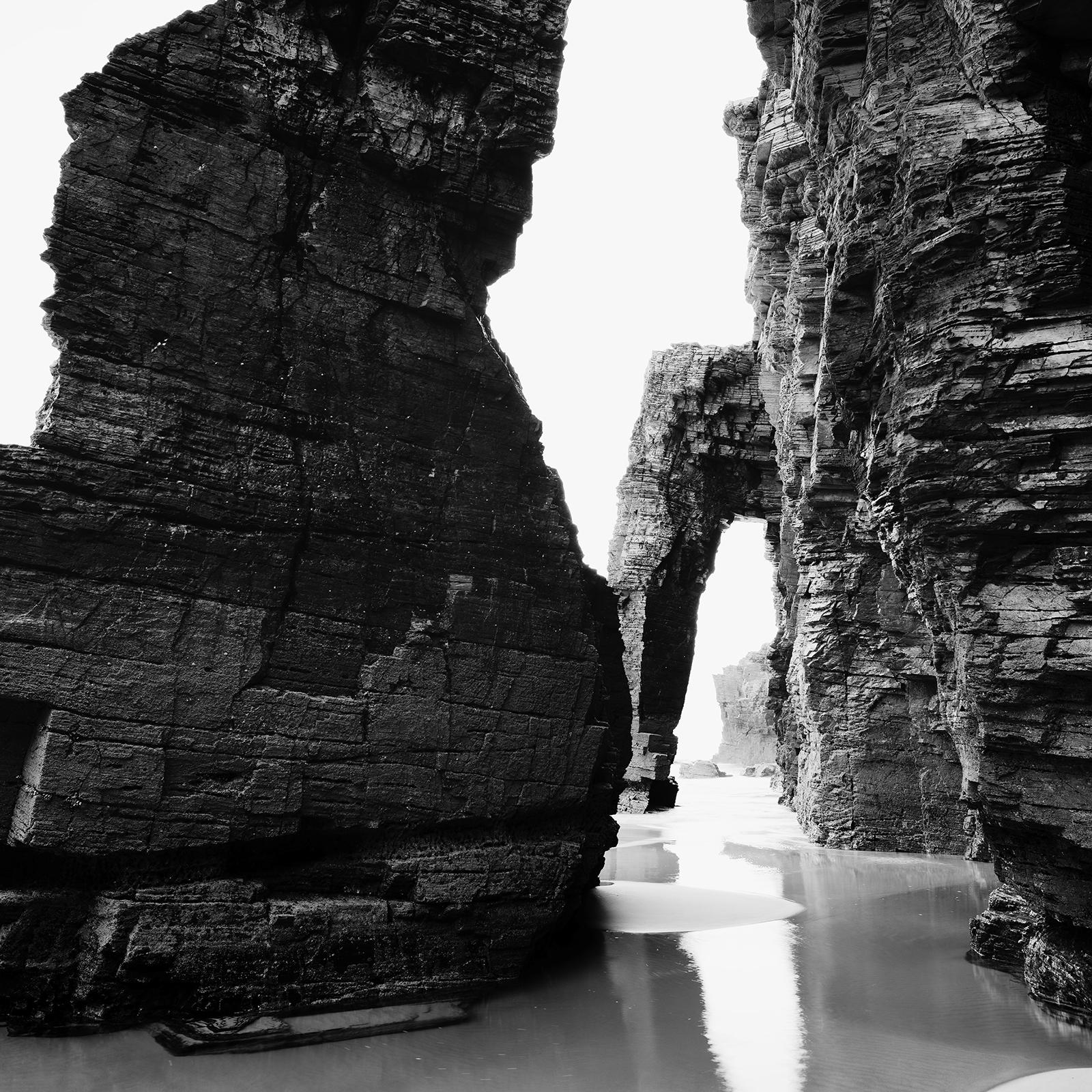 Arches, Catedrais Beach, rock formation, black and white photography, landscape For Sale 4