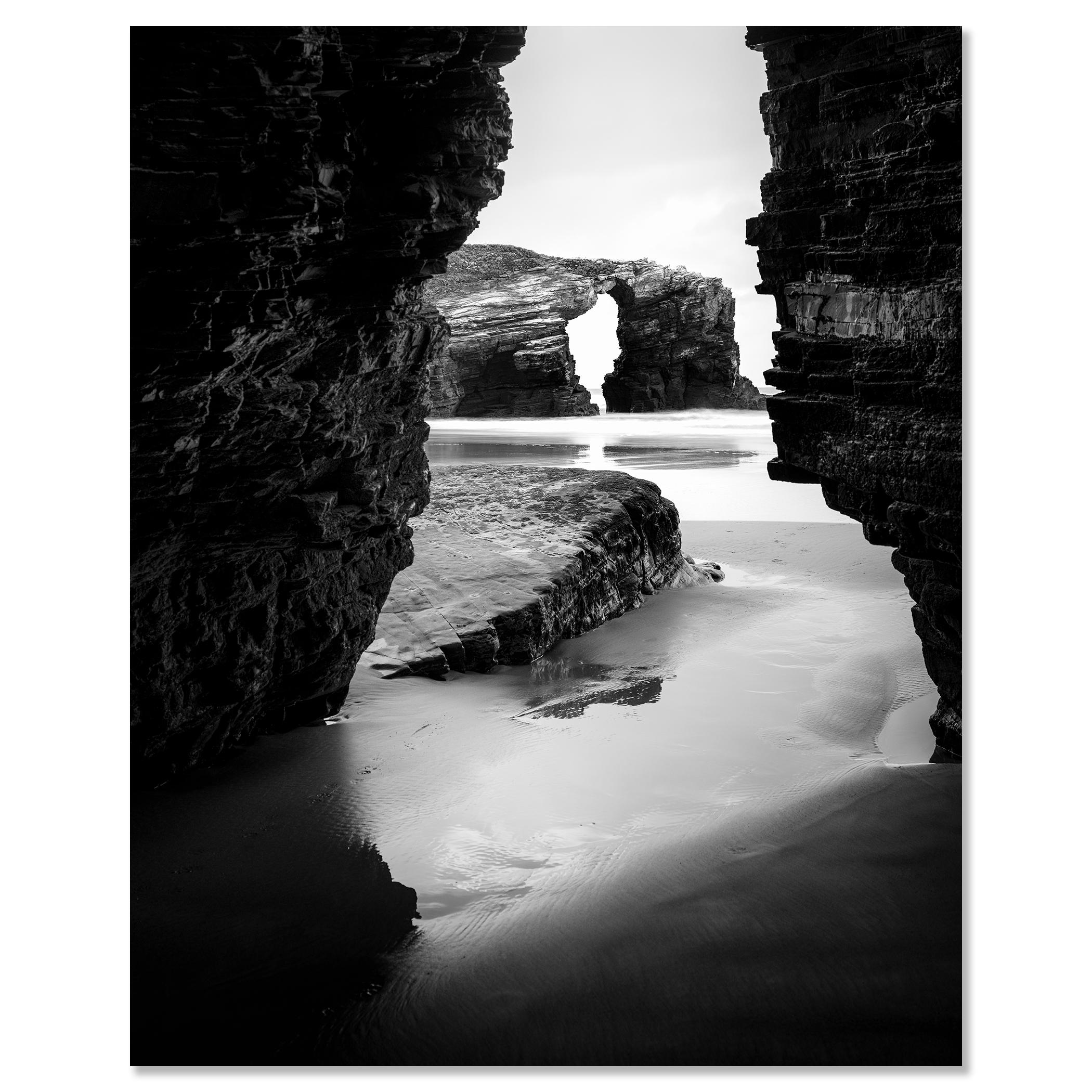 Arches on Catedrais, Beach, Rocks, monochrome photograph, limited edition print For Sale 3
