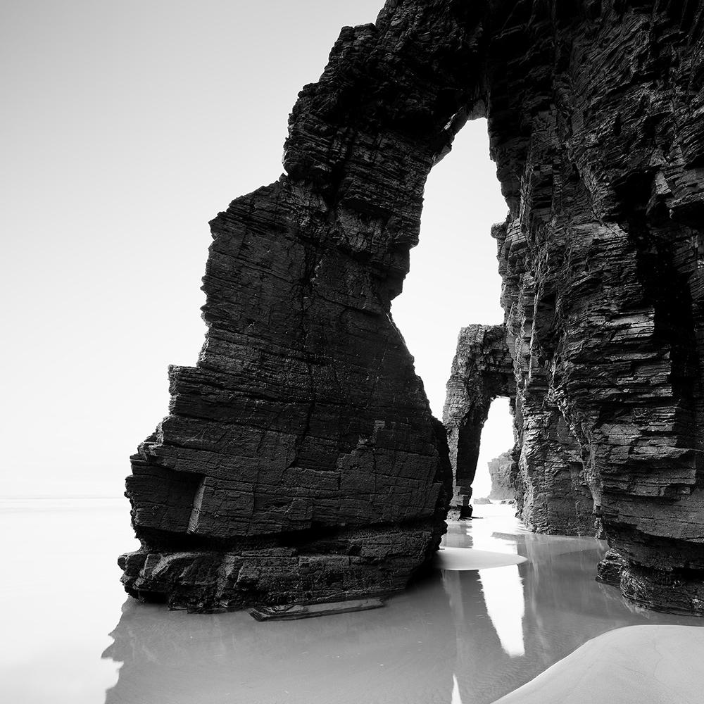 Arches on Catedrais Beach, Seascape, Black and White Photograph, Limited Edition