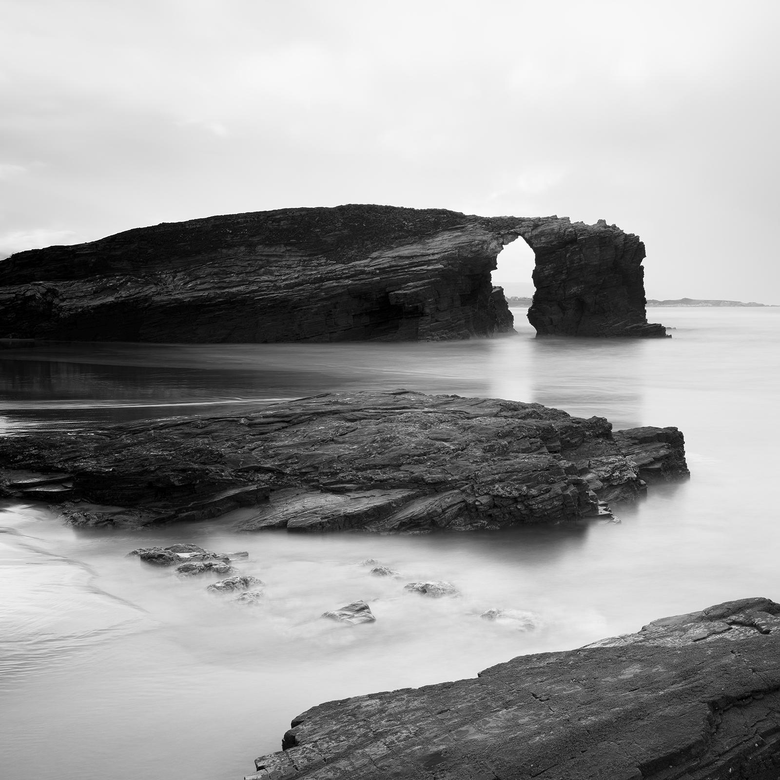 As Catedrais Beach, Atlantic Ocean, shoreline, Spain, black & white photography For Sale 4