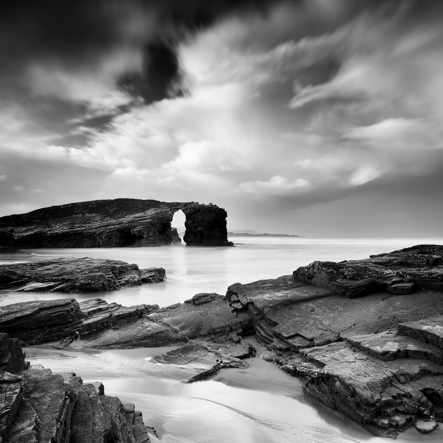  As Catedrais Beach, black and white photography, waterscape, landscape, framed - Photograph by Gerald Berghammer