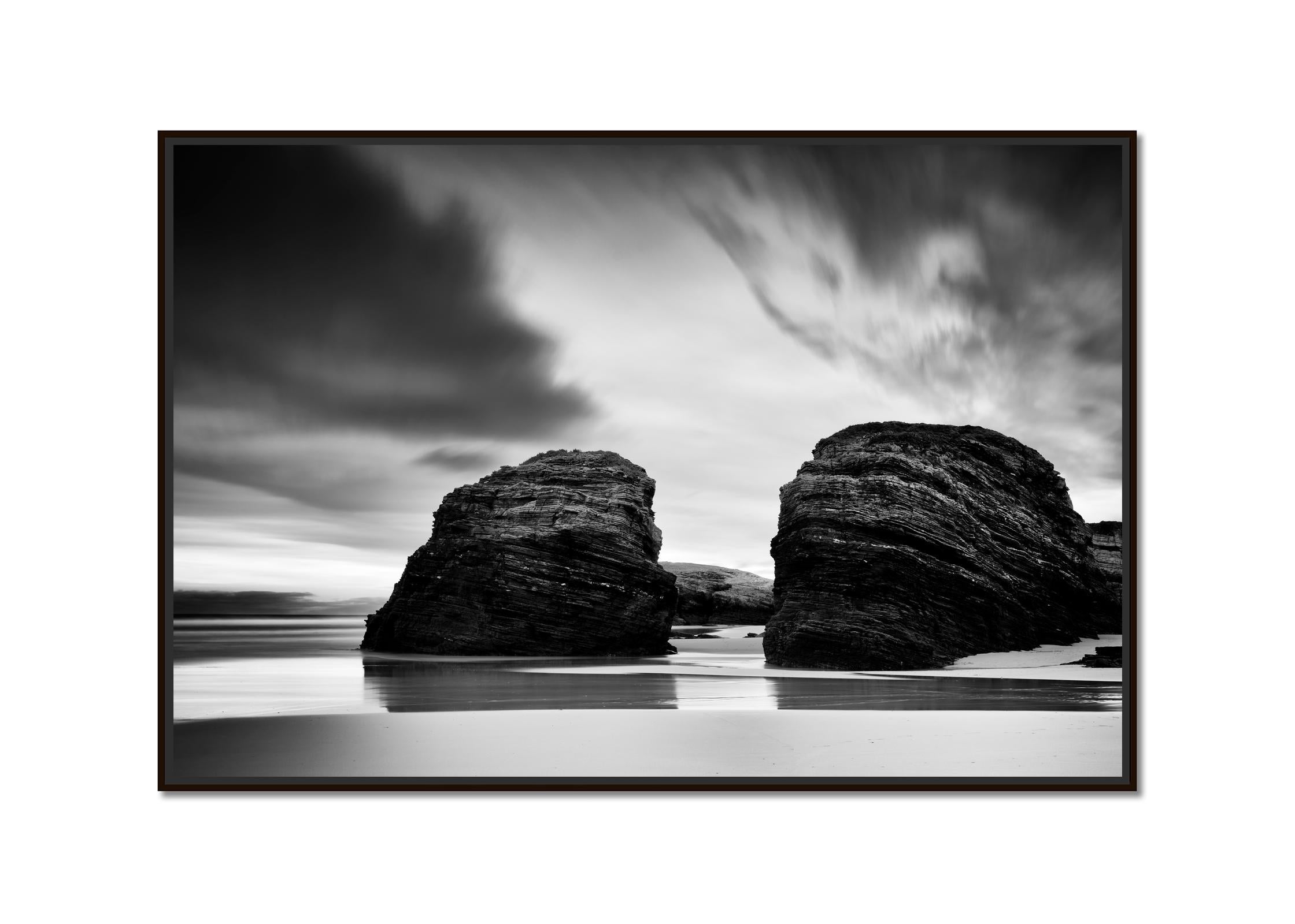 As Catedrais Beach, giant rocks, black and white fine art landscape photography - Photograph by Gerald Berghammer