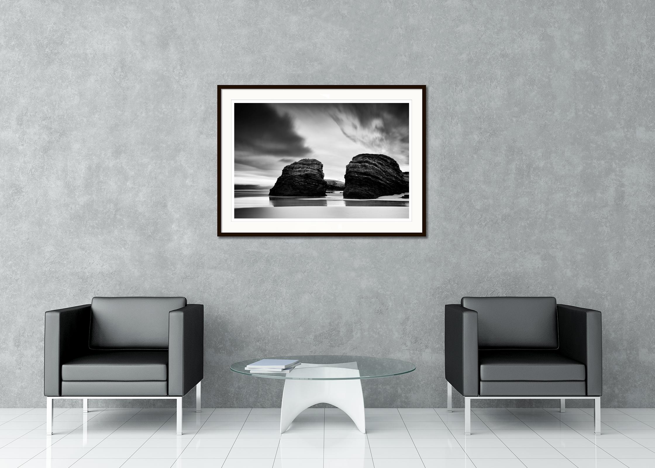 As Catedrais Beach, giant rocks, black and white fine art landscape photography For Sale 1