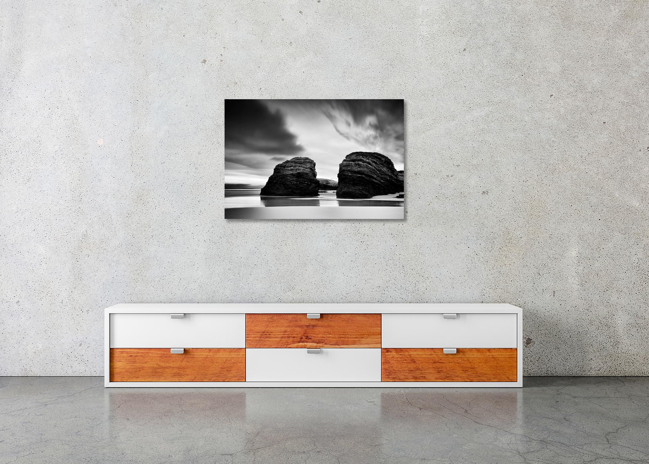 As Catedrais Beach, giant rocks, black and white fine art landscape photography For Sale 3