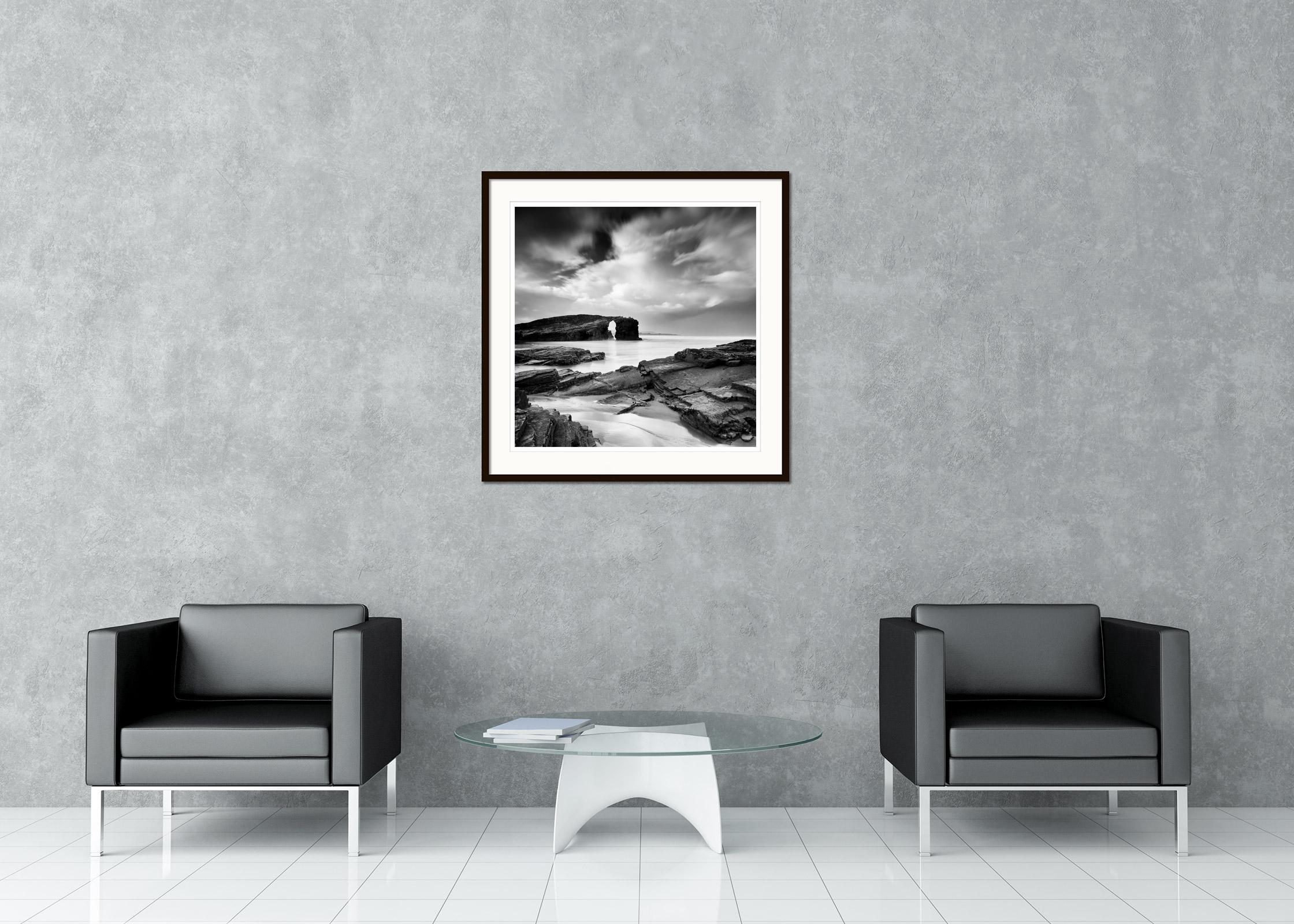 As Catedrais Beach, huge storm clouds, black and white photography, art seascape For Sale 1
