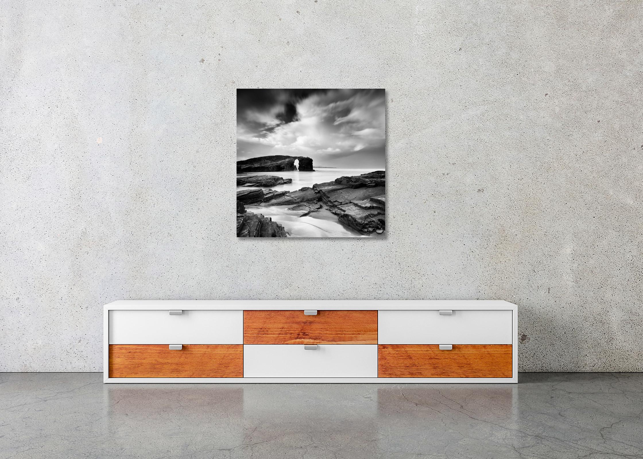 As Catedrais Beach, huge storm clouds, black and white photography, art seascape For Sale 3