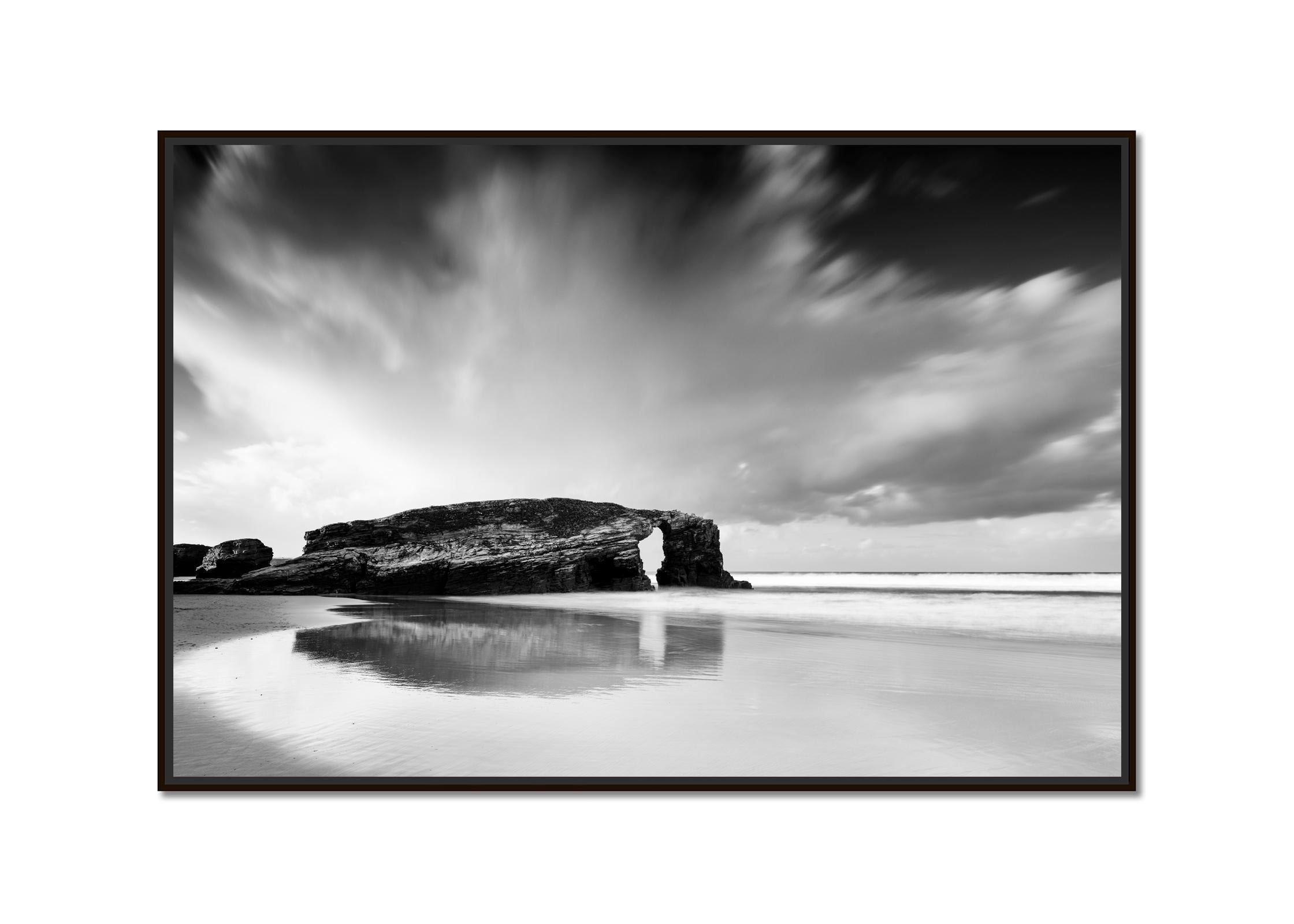 As Catedrais Beach, Panorama, Storm, Spain, black and white fine art photography - Photograph by Gerald Berghammer