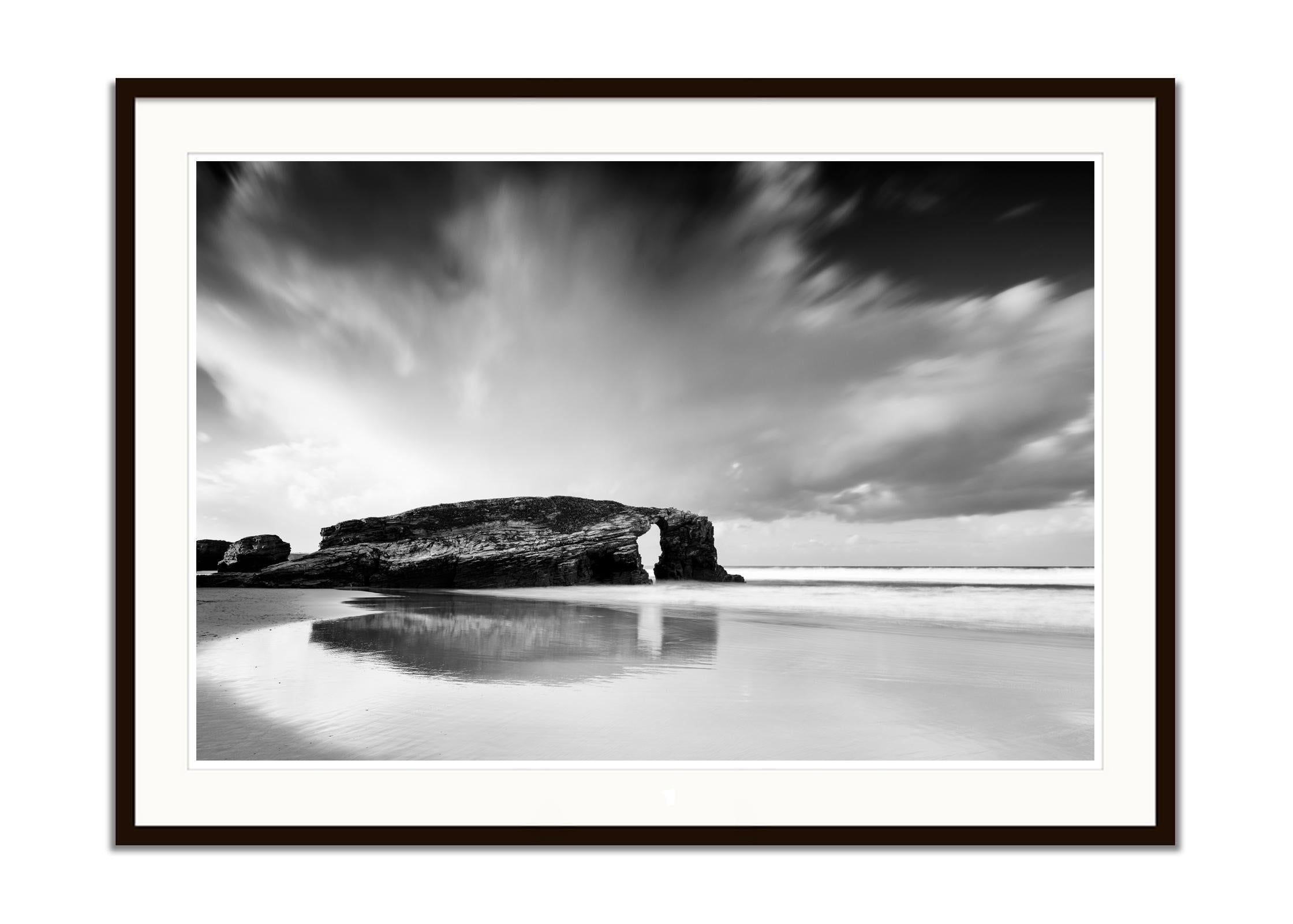 As Catedrais Beach, Panorama, Storm, Spain, black and white fine art photography For Sale 1