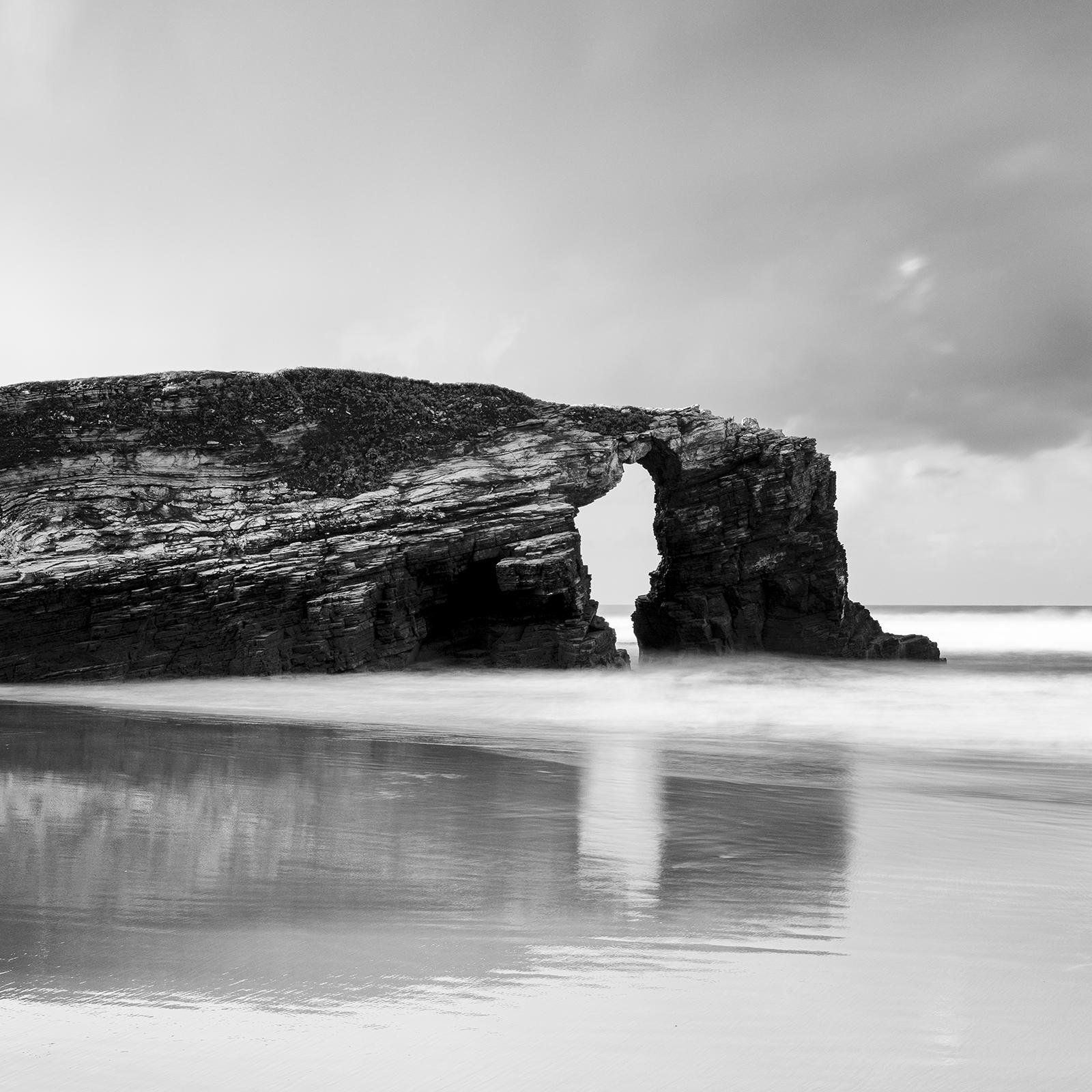 As Catedrais Beach, Panorama, Storm, Spain, black and white fine art photography For Sale 5