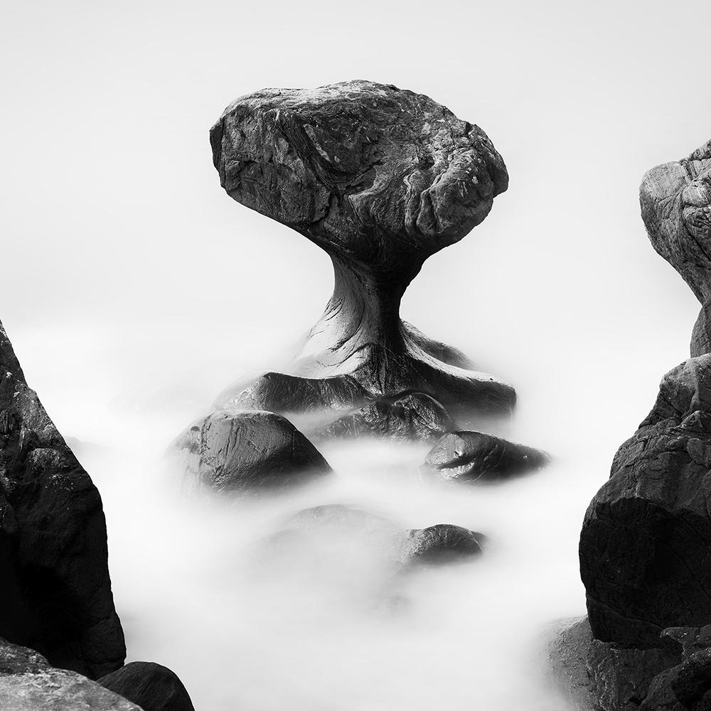 Gerald Berghammer Black and White Photograph - Attracted by the Sea, minimalist photograph, limited edition seascape print