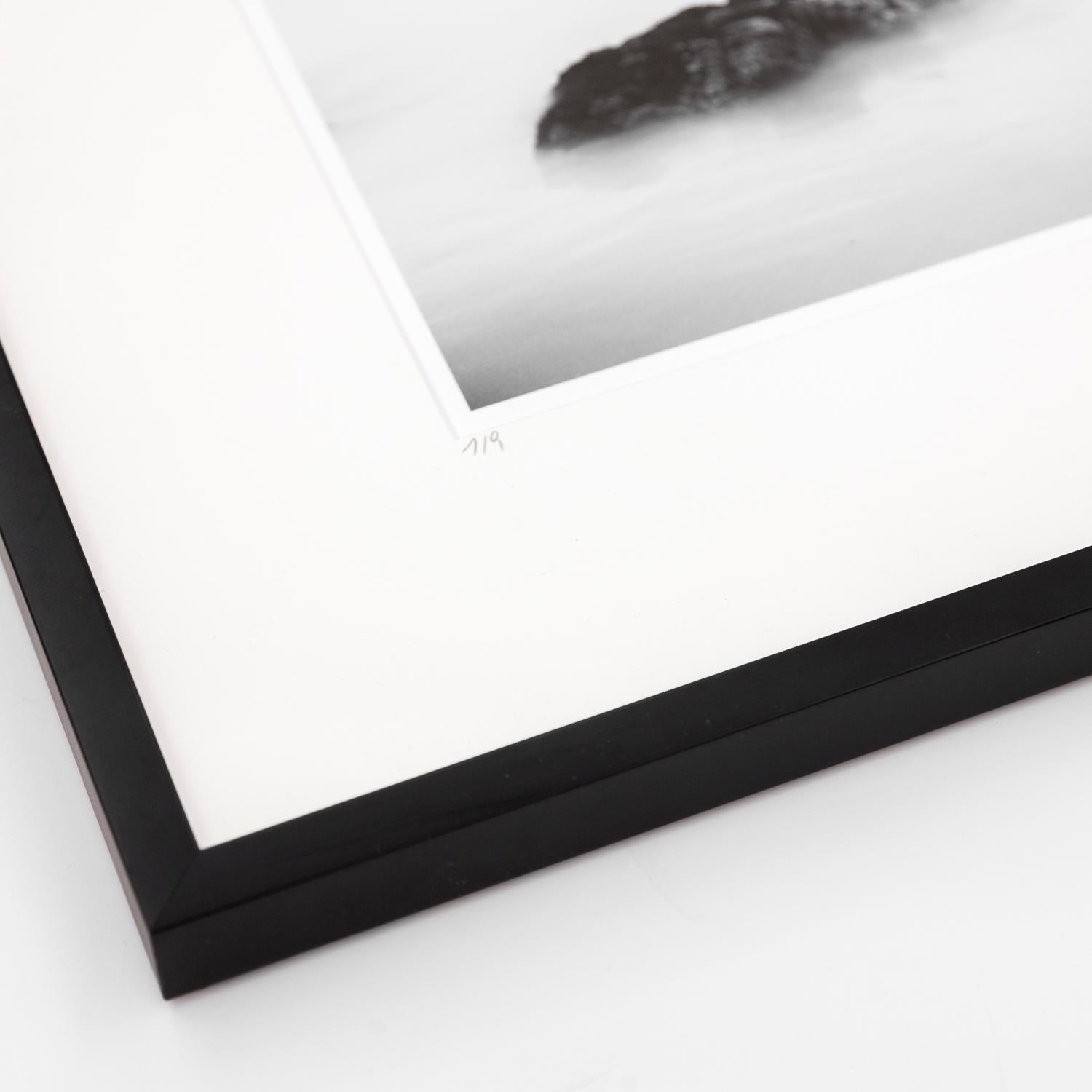 Award Winning Beach, Scotland, black and white fine art landscape, wood frame - Gray Landscape Photograph by Gerald Berghammer