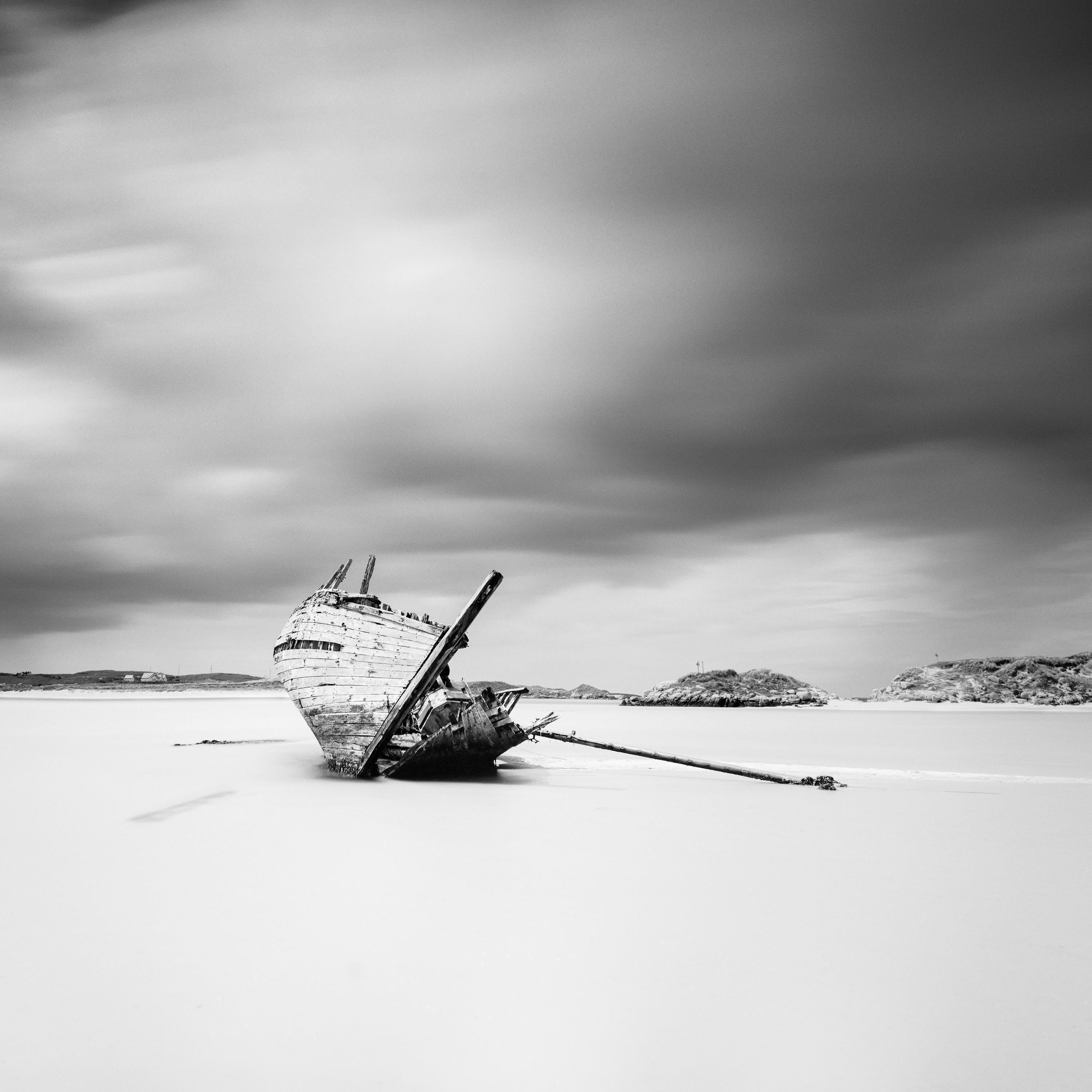 Bad Eddies Boat, Ireland, minimalist black and white art landscape photography For Sale 1