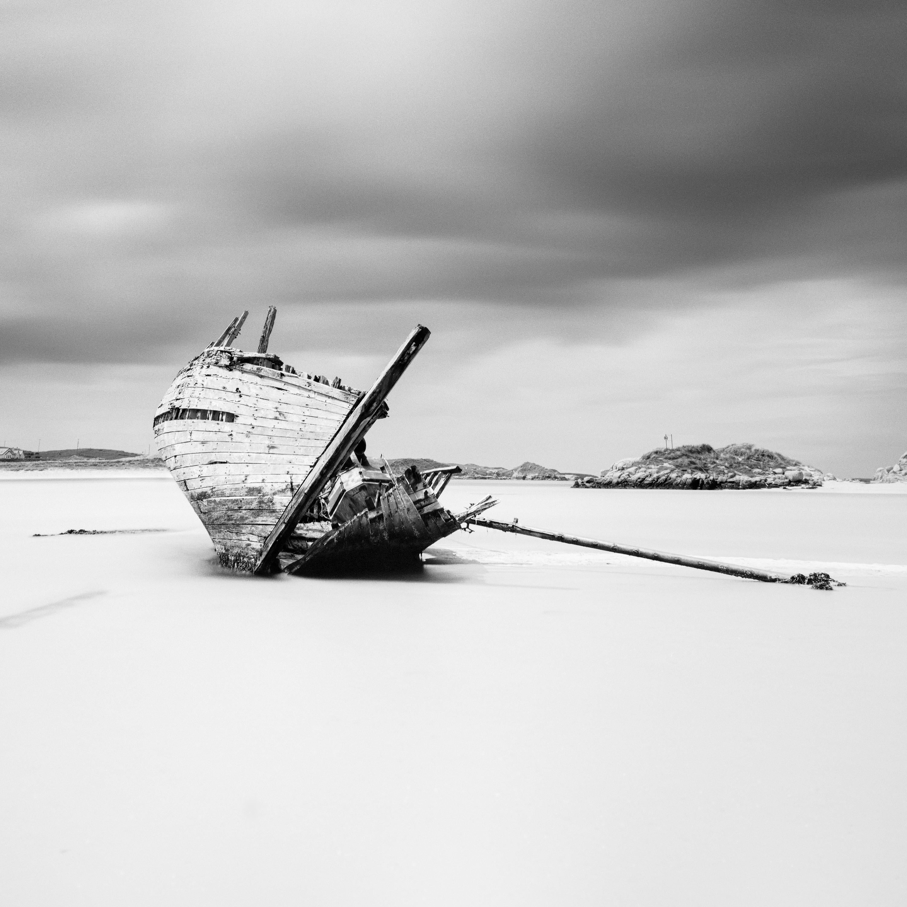 Bad Eddies Boat, Ireland, minimalist black and white art landscape photography For Sale 2