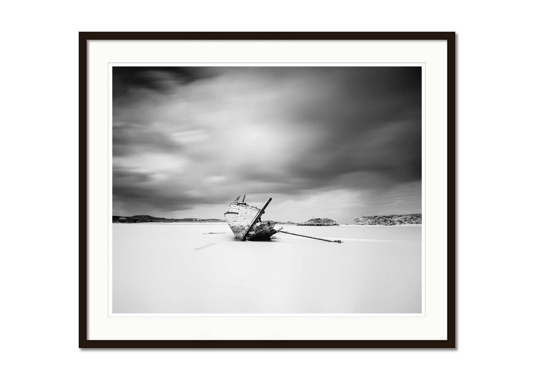 Bad Eddies Boat, Ireland, minimalist black and white art landscape photography For Sale 4