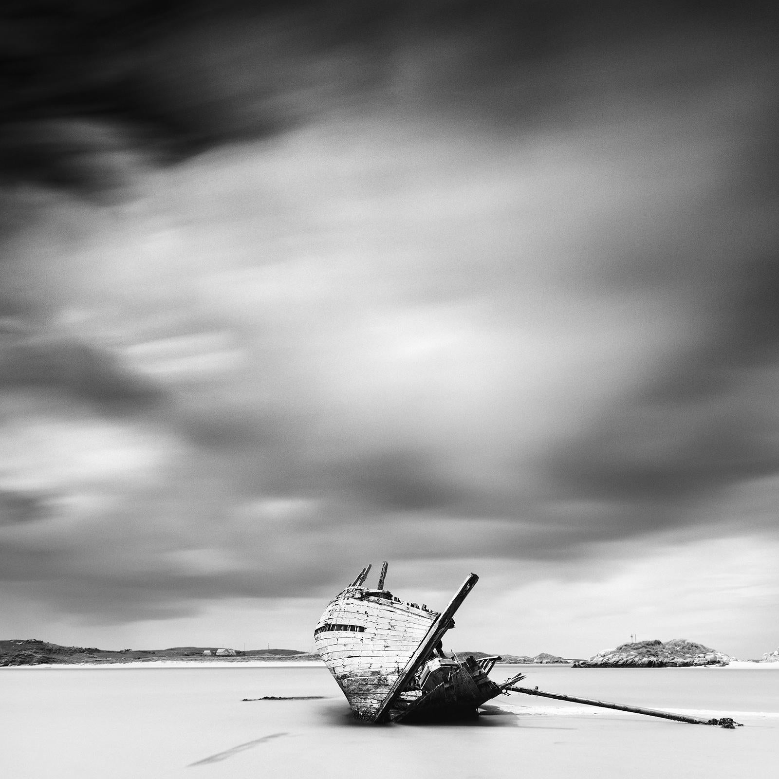 Bad Eddies Boat, Irish coast, Ireland, black and white photography, landscape For Sale 1