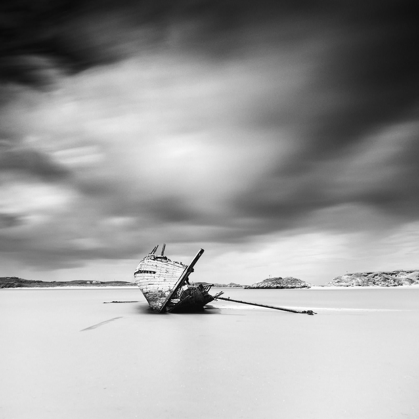 Gerald Berghammer Landscape Photograph - Bad Eddies Boat, Irish coast, Ireland, black and white photography, landscape