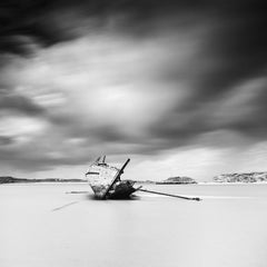 Bad Eddies Boat, Irish coast, Ireland, black and white photography, landscape