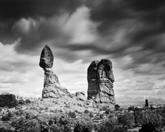 Balanced Rock, Arches National Park, black and white photography, art landscape