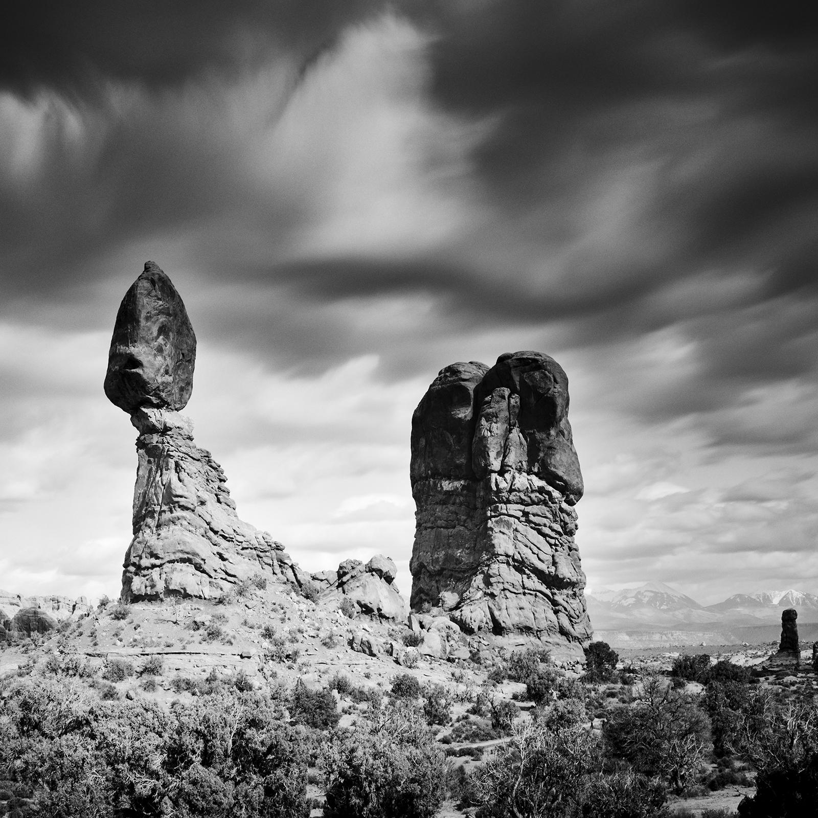Balanced Rock, Arches National Park, black and white photography, art landscape For Sale 1