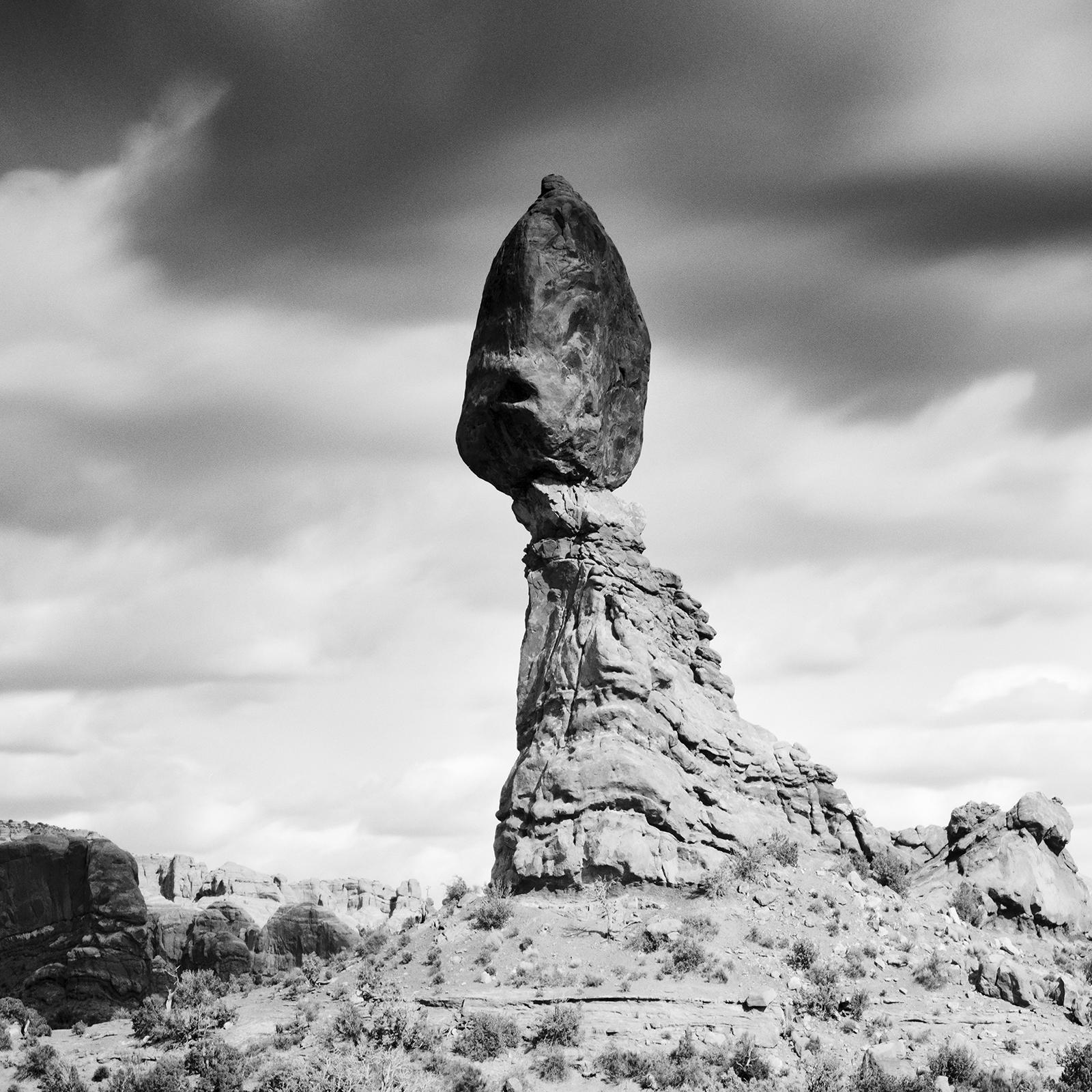 Balanced Rock, Arches National Park, black and white photography, art landscape For Sale 2