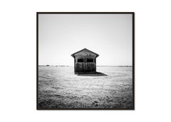 Bath House, Salton Sea, California, USA, black and white landscape photograph