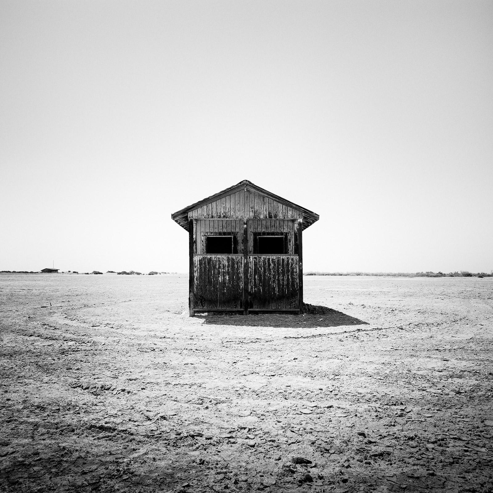 Gerald Berghammer Landscape Photograph - Bath House, Salton Sea, California, USA, black and white landscape photography