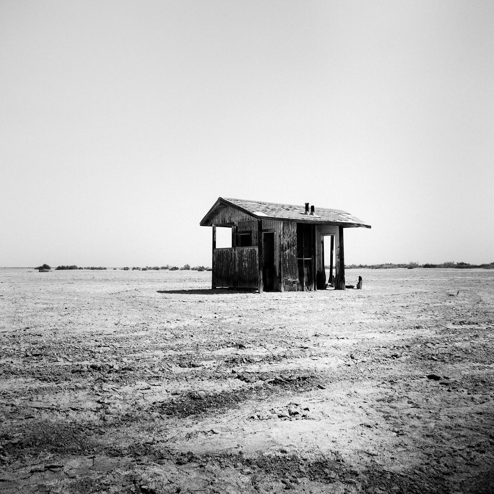 Bath House, Salton Sea, California, USA, black and white landscape photography