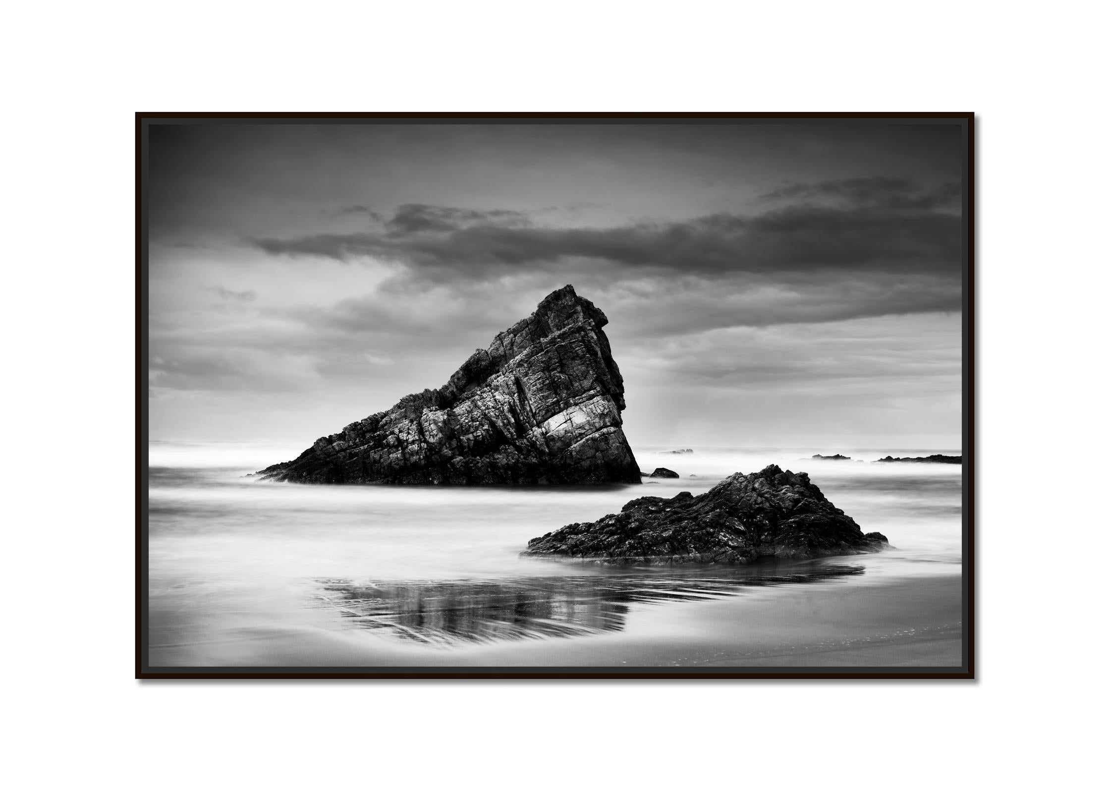 Bay of Biscay, shoreline, beach, Spain, black and white landscape photography - Photograph by Gerald Berghammer