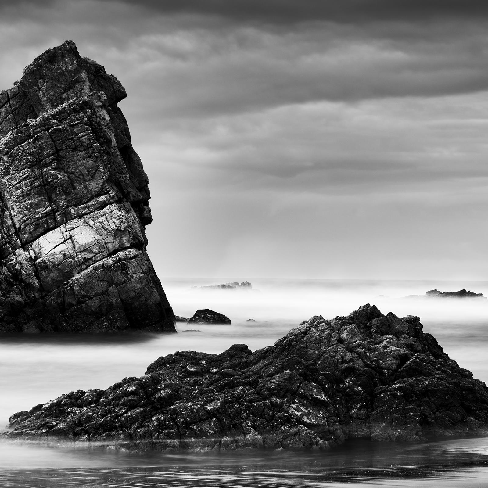 Bay of Biscay, shoreline, beach, Spain, black and white landscape photography For Sale 5