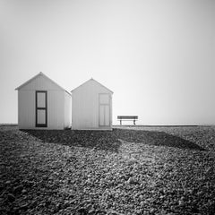 Beach Huts France minimalist black and white fine art landscape photography