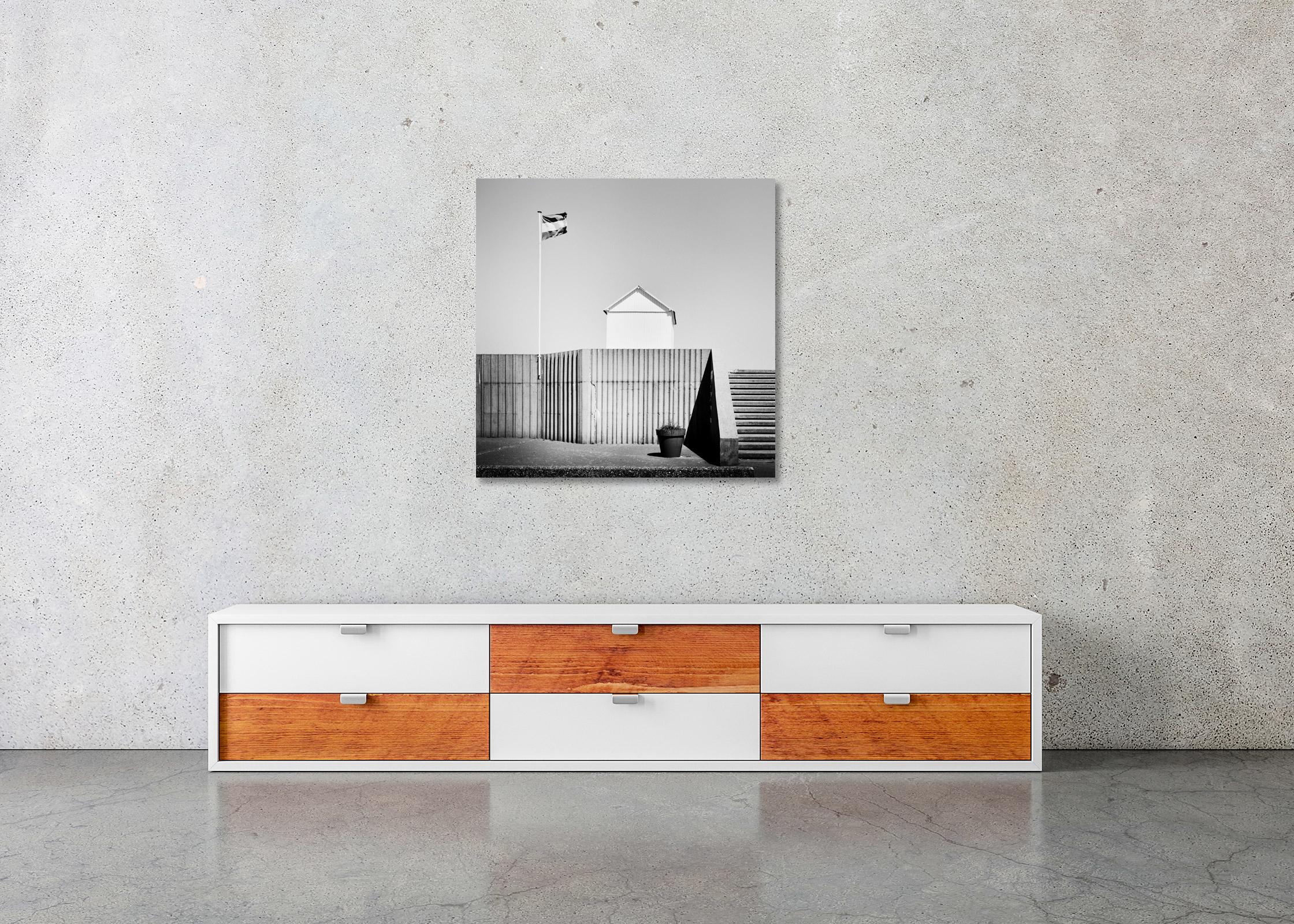 Beach Huts, Hauts-de-France, black and white photography, art print, landscape For Sale 2
