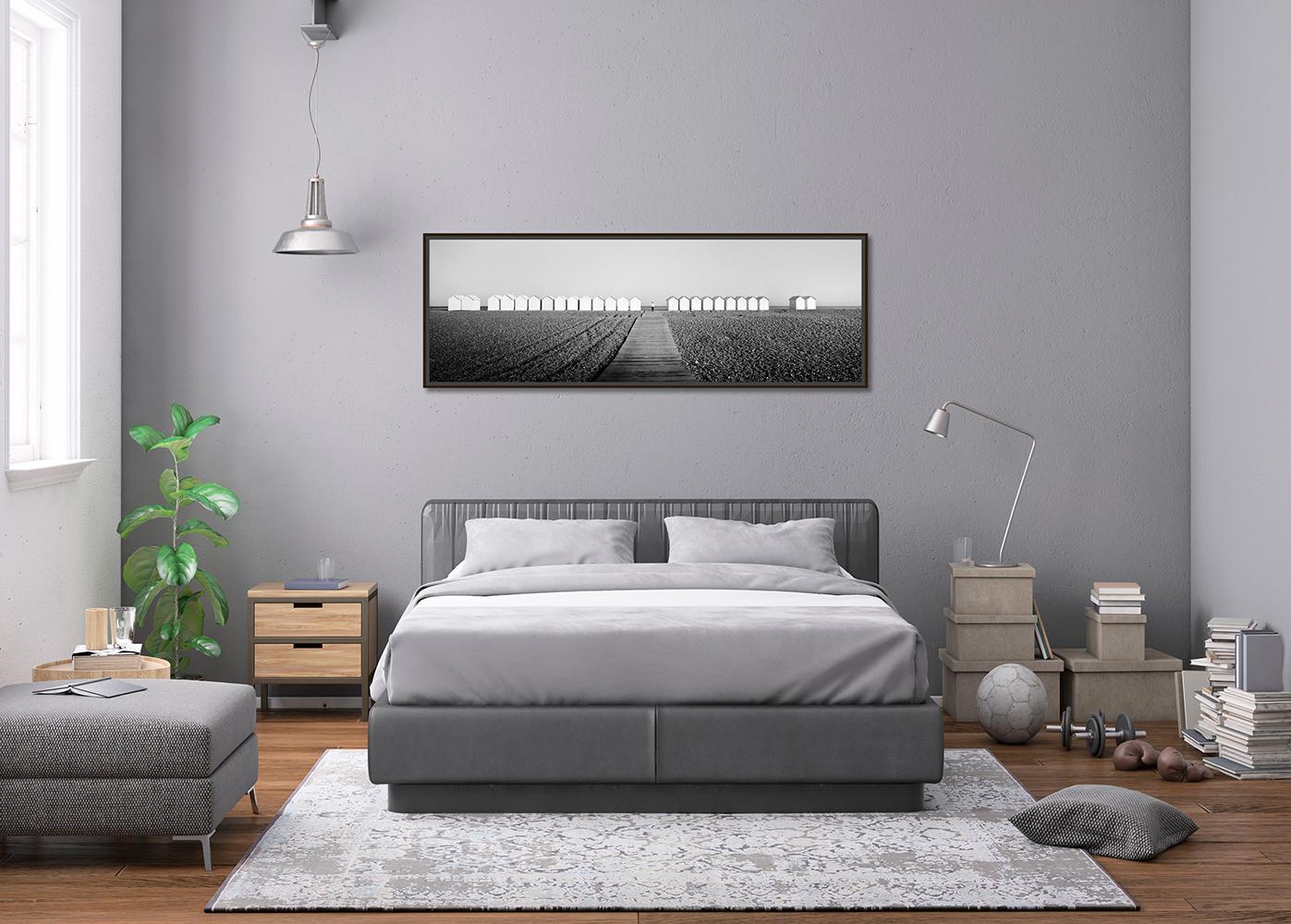 Beach Huts Panorama, Schwarz-Weiß-Fotografie, Landschaft, limitierte Auflage im Angebot 2