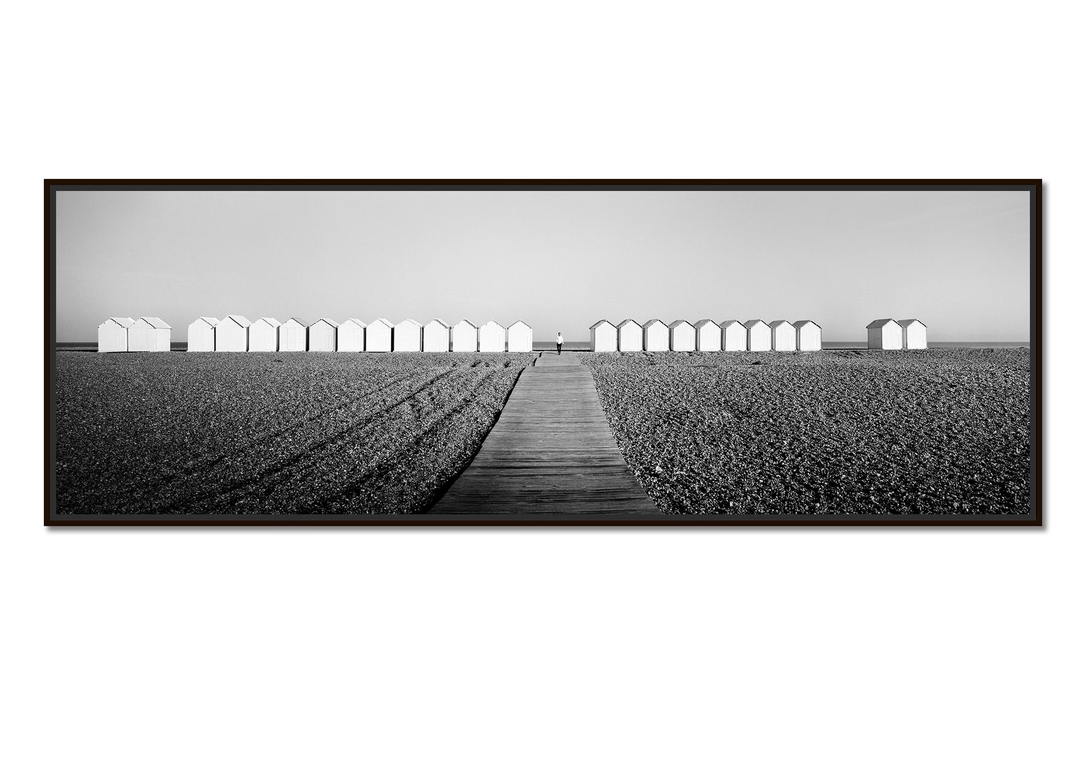 Beach Huts Panorama, France, black and white photography, landscape, fine art - Photograph by Gerald Berghammer
