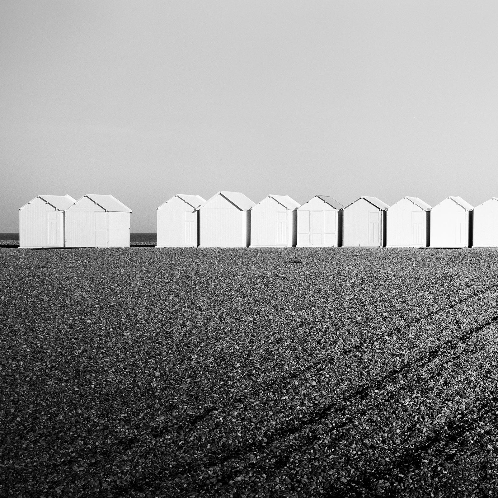 Beach Huts Panorama, France, black and white photography, landscape, fine art For Sale 3