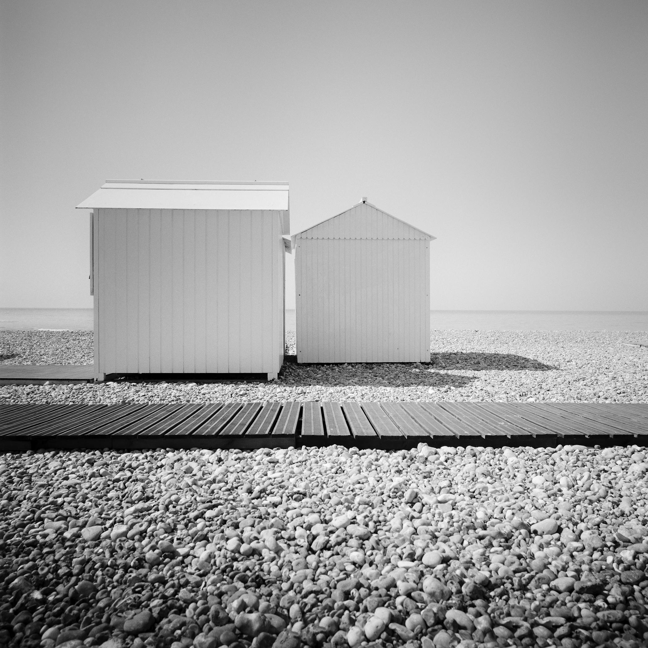 Beach Huts, Promenade, France, black and white photography fine art landscape