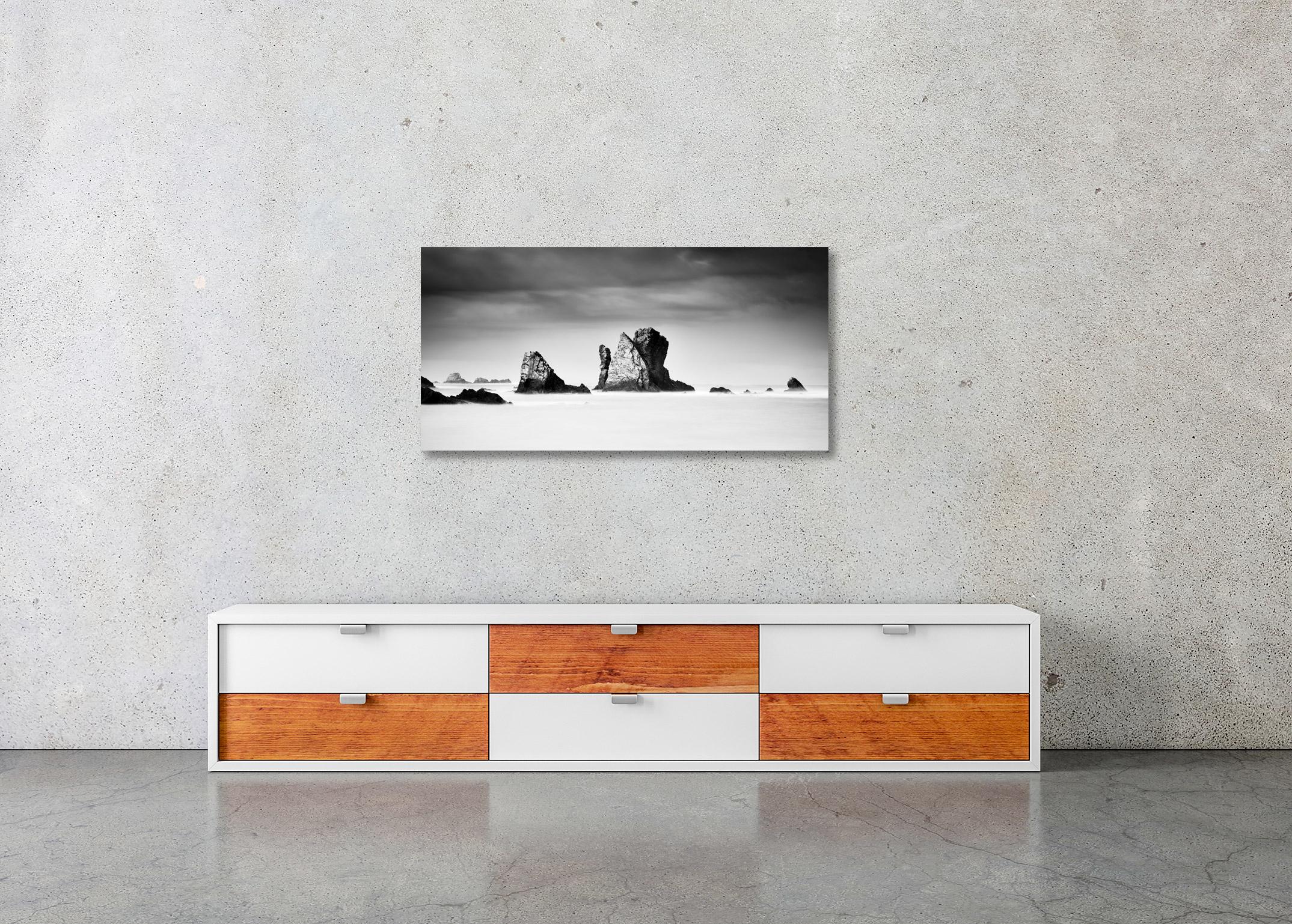 Beach of Silencio, giant Rocks, Atlantic Ocean, black and white landscape photo For Sale 3