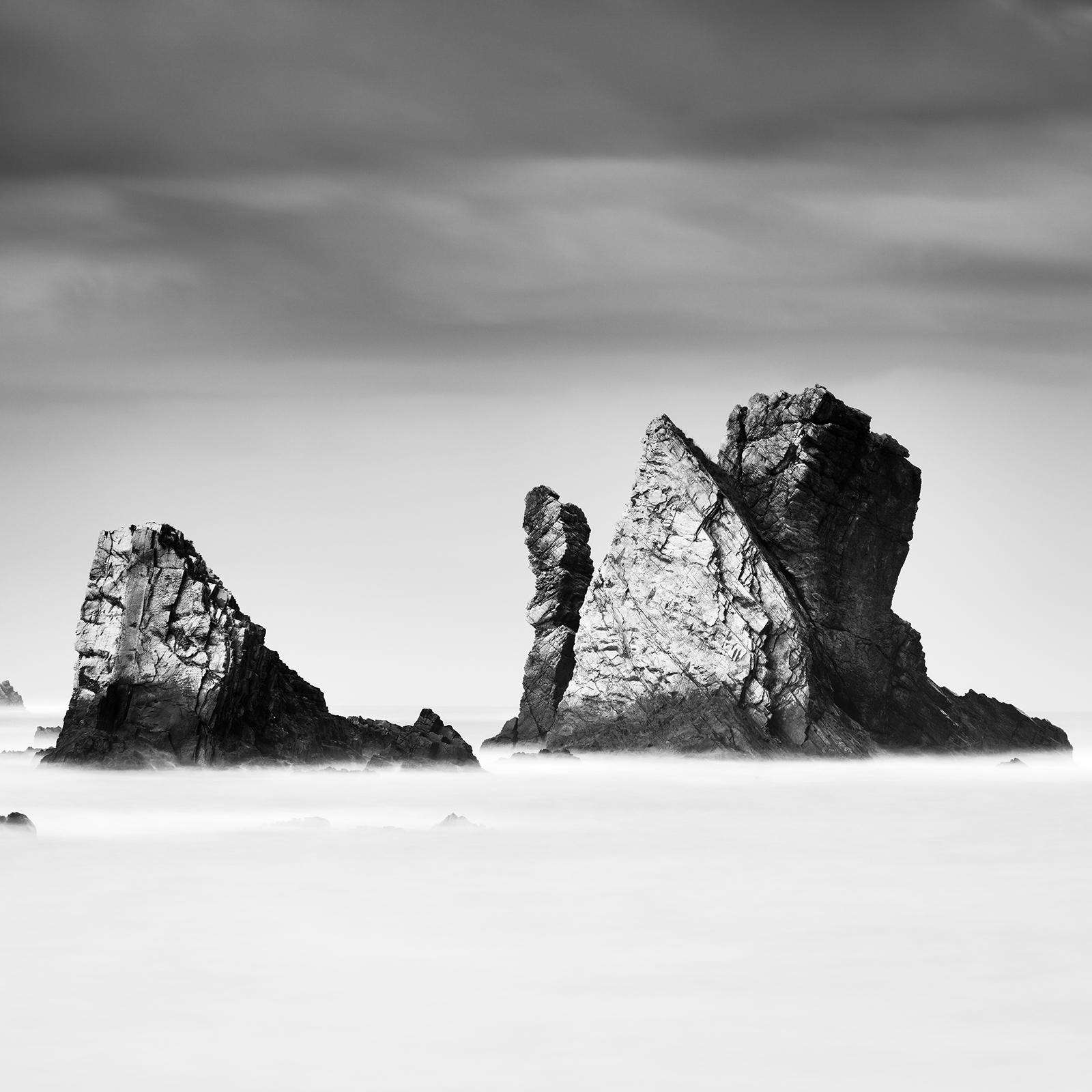 Beach of Silencio, giant Rocks, Atlantic Ocean, black and white landscape photo For Sale 4
