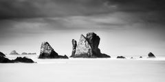 Beach of Silencio, giant Rocks, Atlantic Ocean, black and white landscape photo