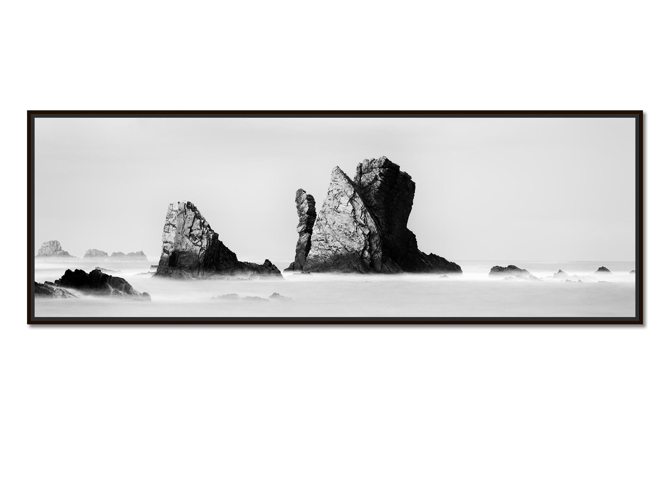 Beach of Silencio Panarama, Spain, minimal fine art, black and white photography - Photograph by Gerald Berghammer